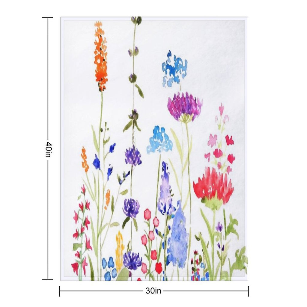 Hand Painted Colorful Wild Flowers Watercolor Painting Anti-pilling Throw Blanket