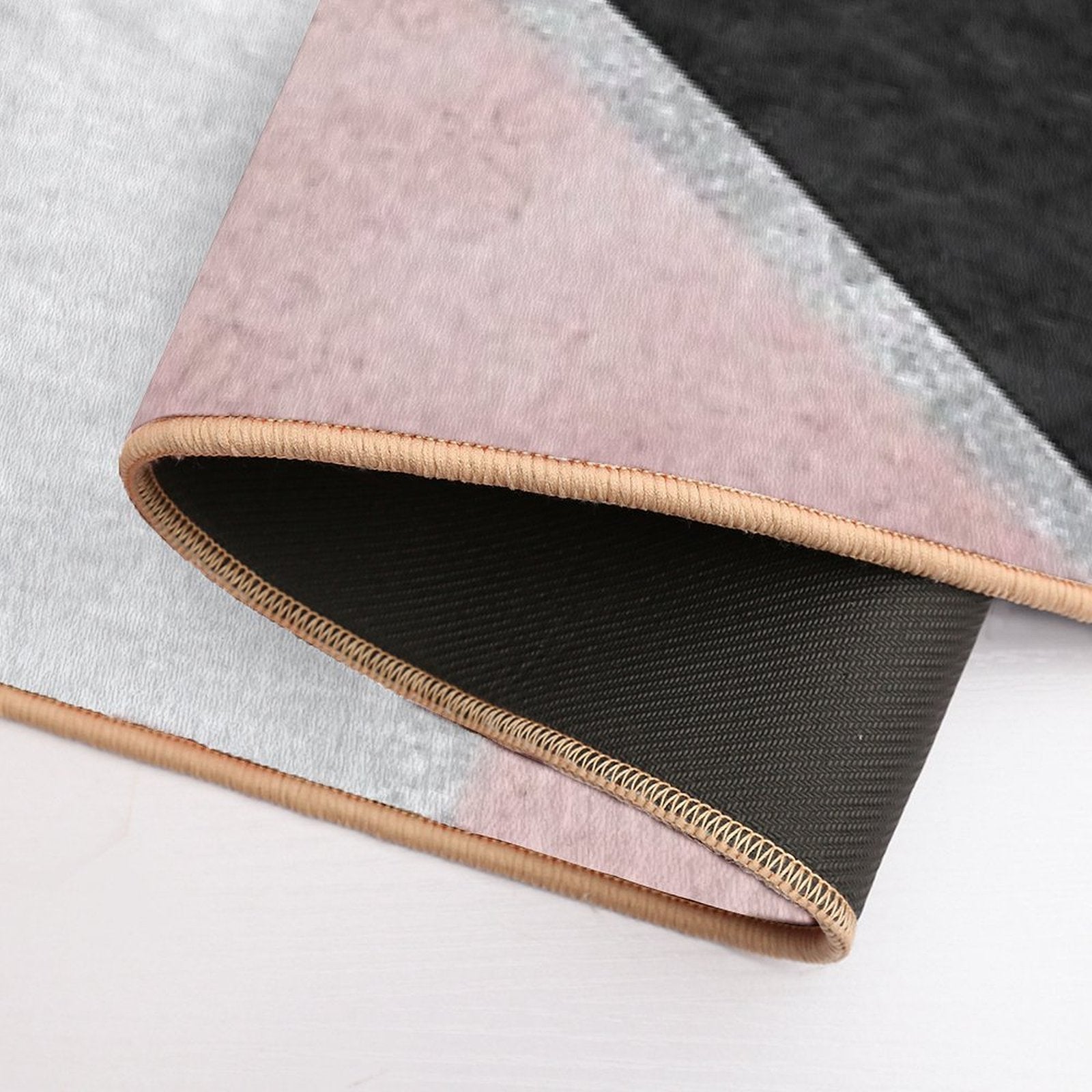 Pink, Silver And Black Geometric Design  Slip-Resistant Bath Mat