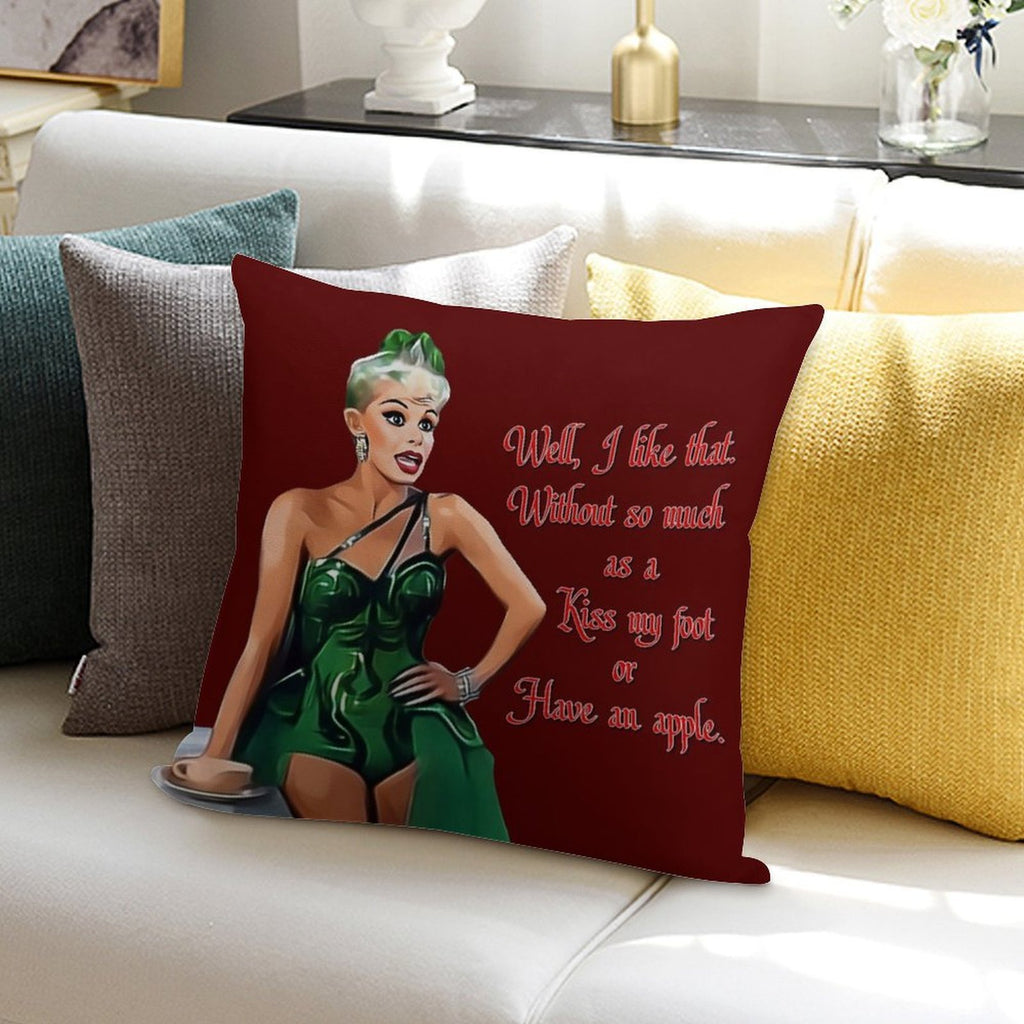 White Christmas - Kiss My Foot Or Have An Apple - Red Soft Shrink-Resistant Throw Pillow