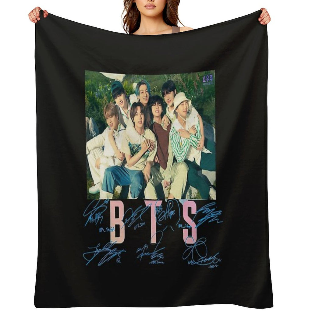 BTS Group Sign Travel-friendly Throw Blanket