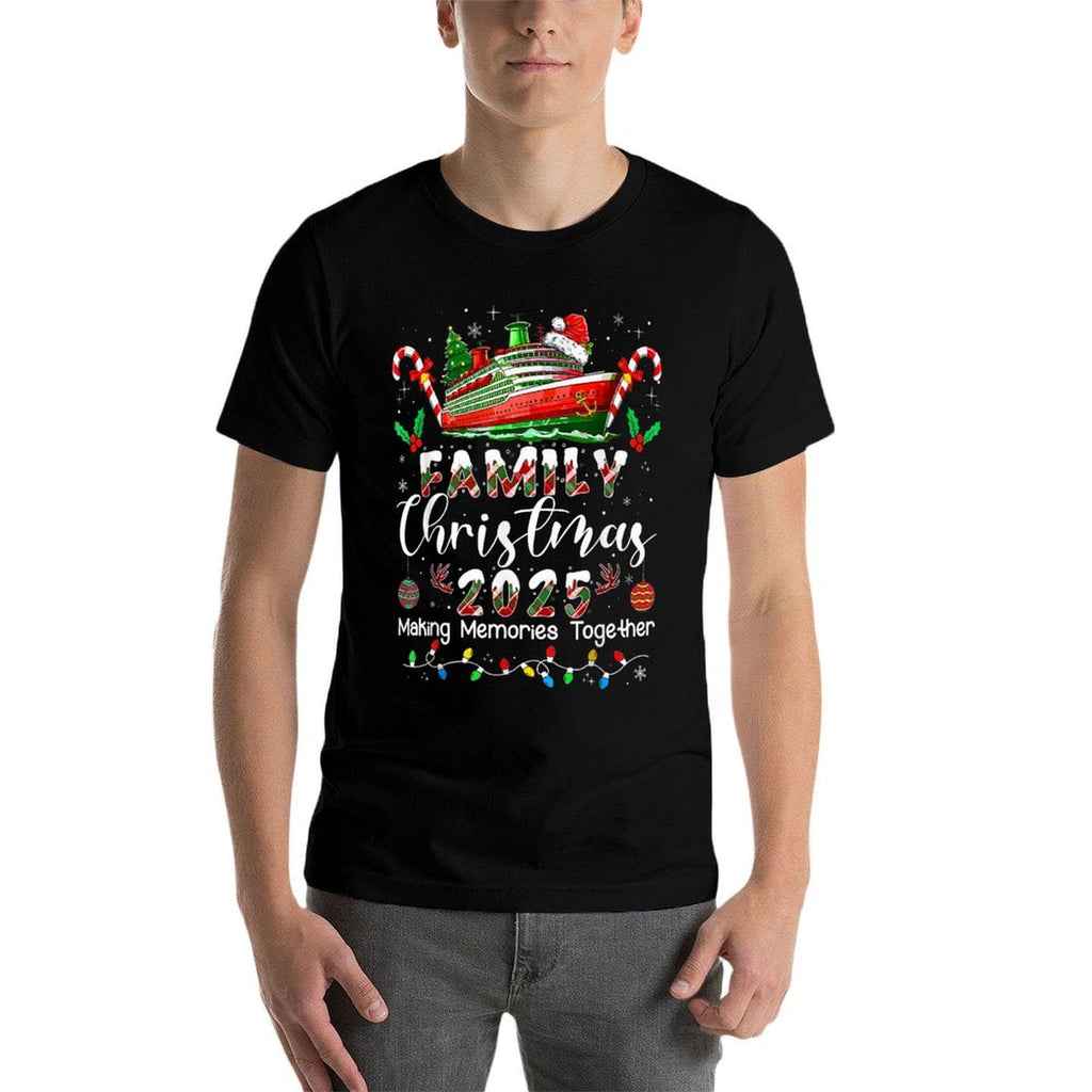 Family Christmas 2025 Cruise Matching Santa Xmas Pajamas Pjs  Rolled Sleeves T-Shirt
