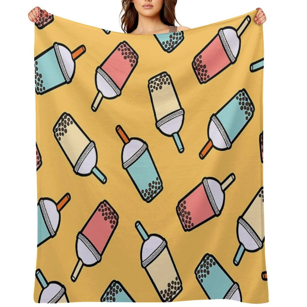 Bubble Tea Pattern Multi-functional Throw Blanket