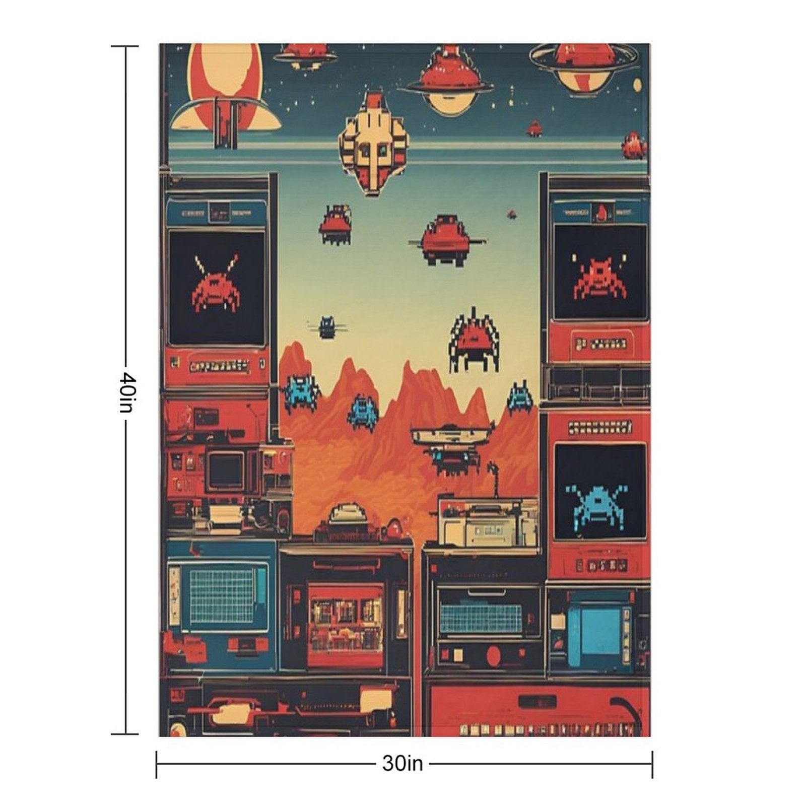 Space Invaders 90s Versatility Throw Blanket