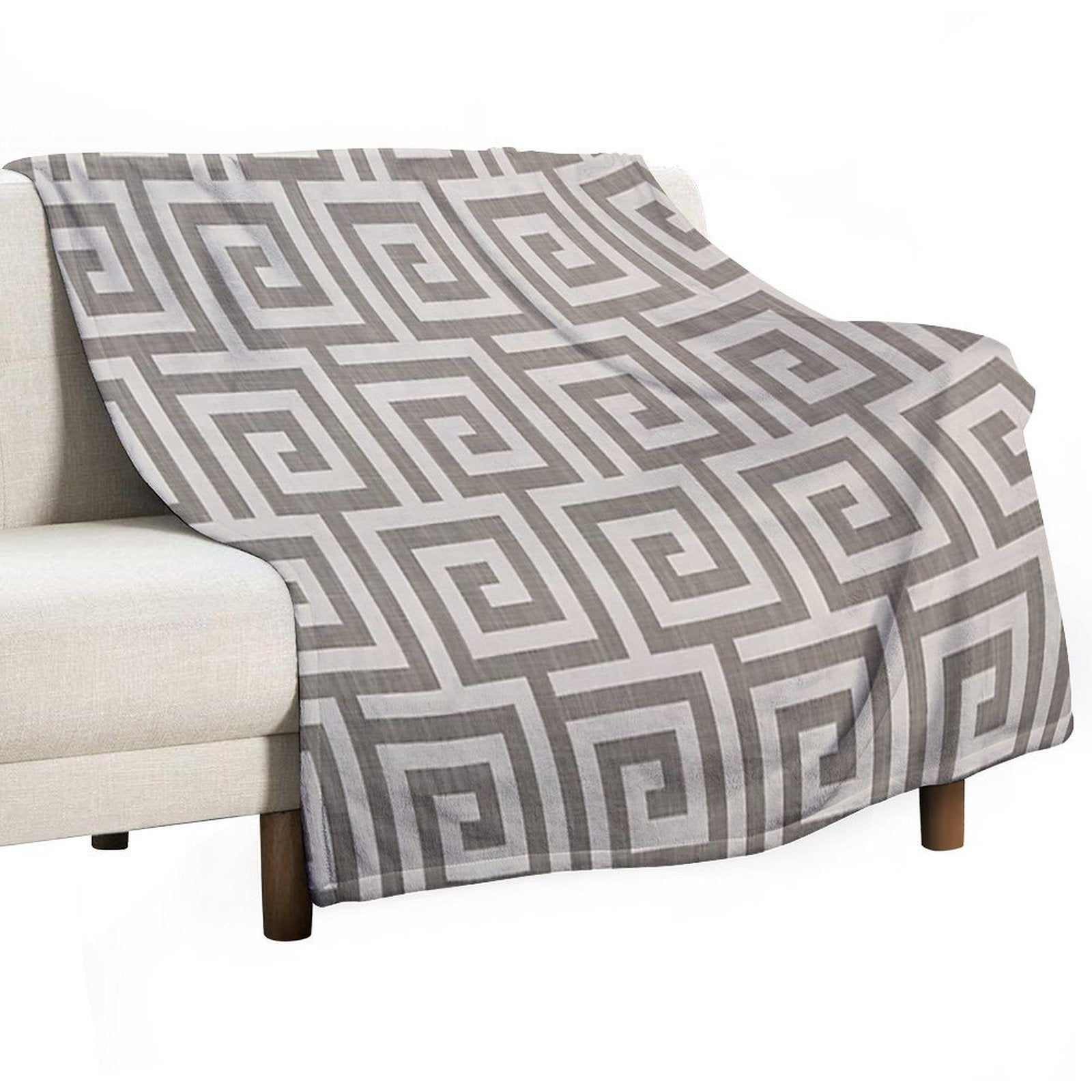 Grey Geometric Maze Pattern Shrink-resistant Throw Blanket