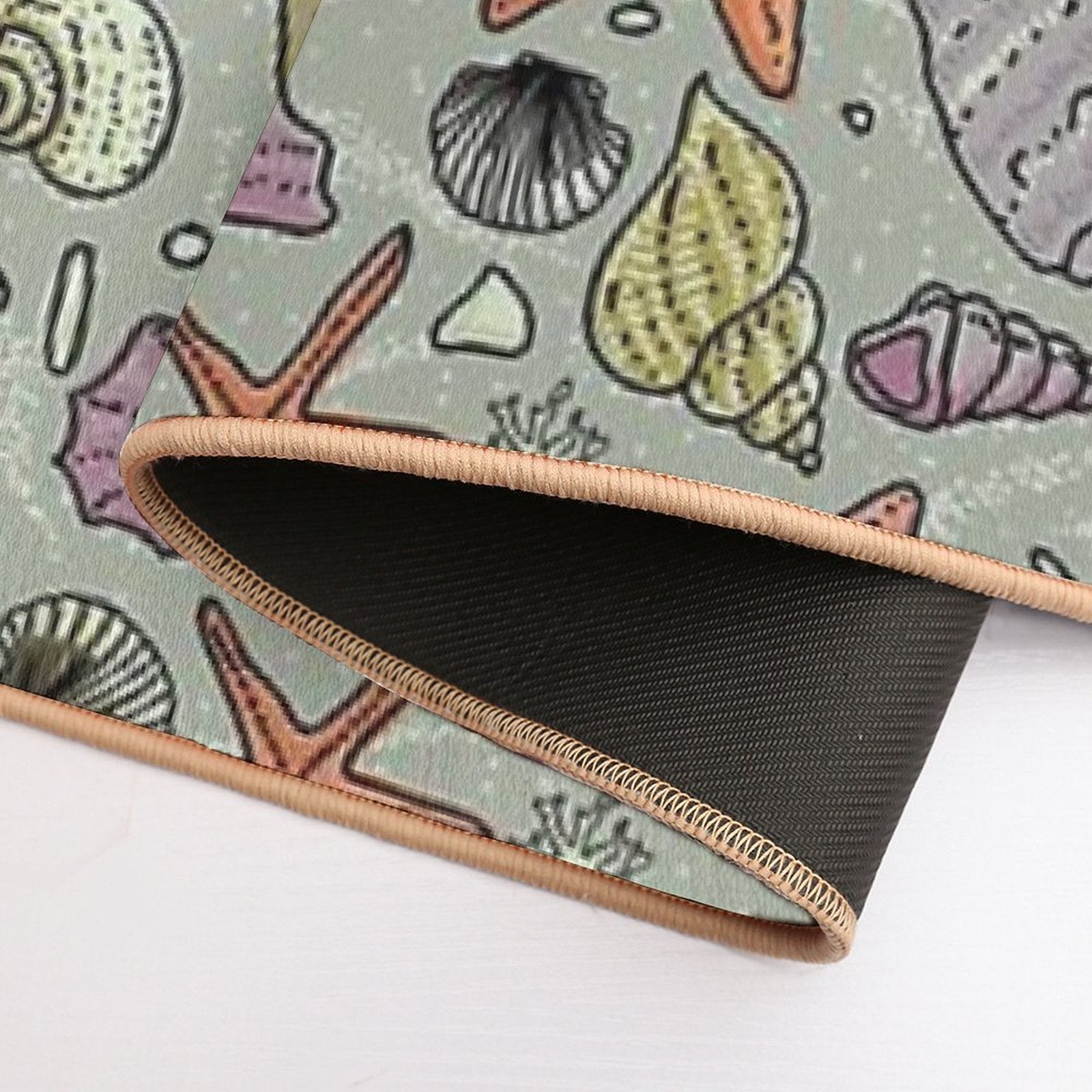 Seashells And Starfish in The Sea Pattern  Toxin-Free Bath Mat
