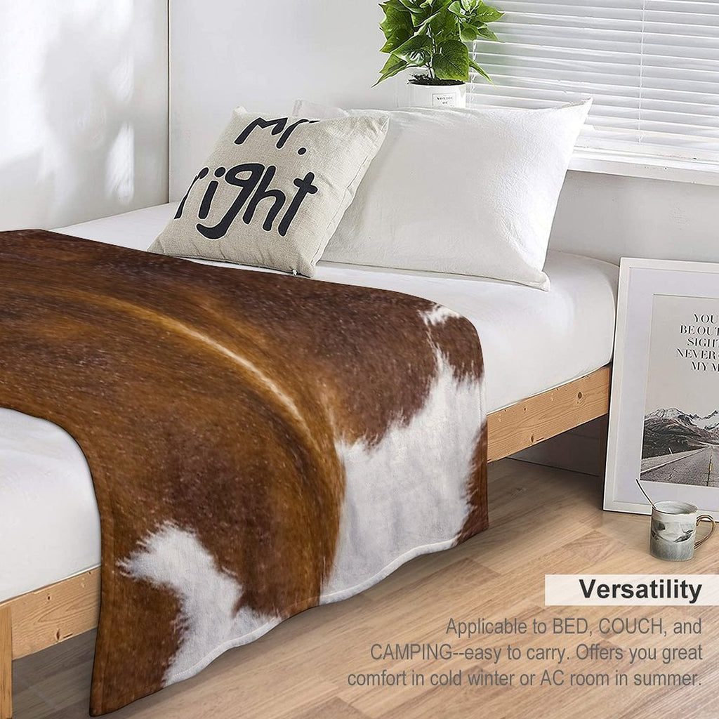 Cow Print - Faux Smooth Print Quick-dry Throw Blanket