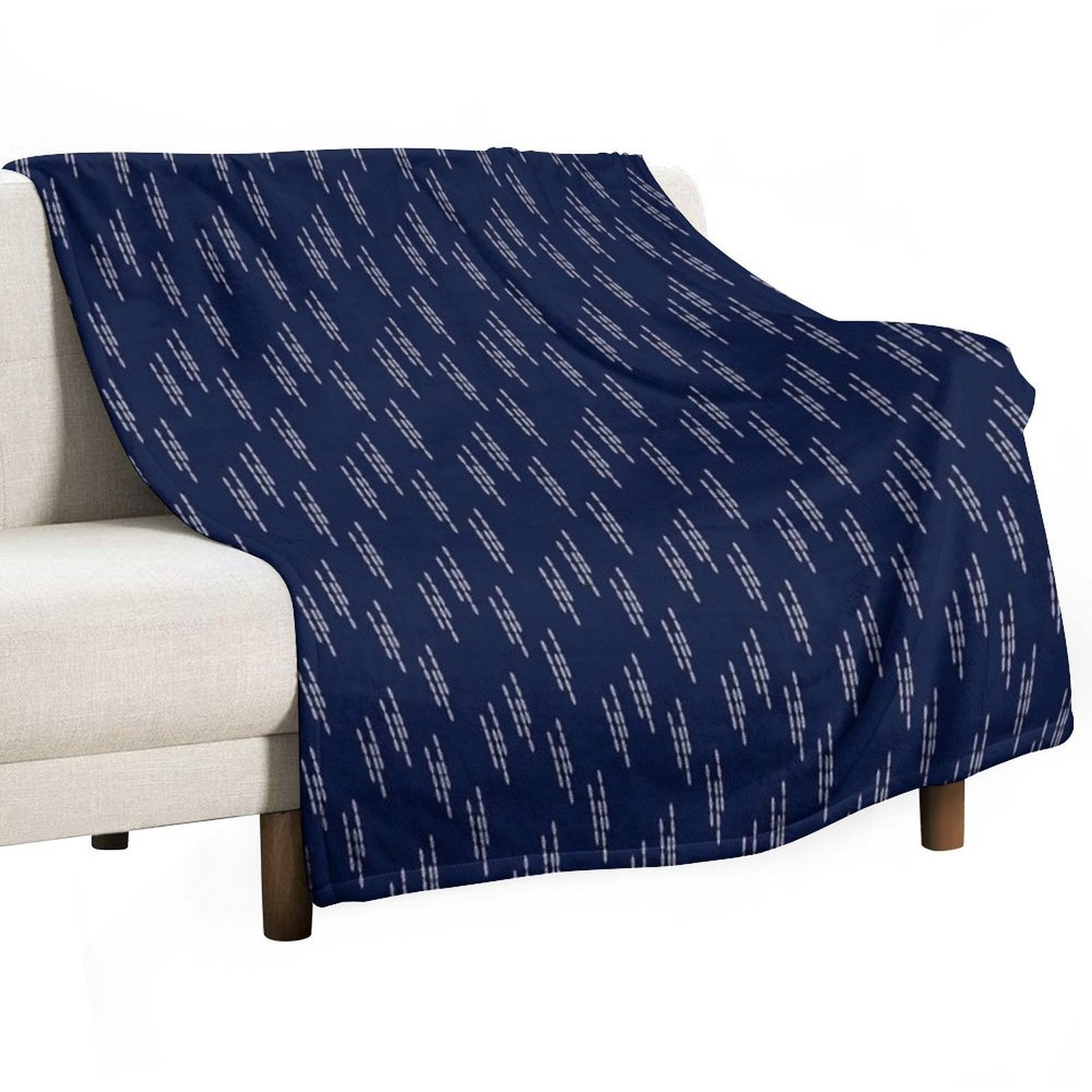 Sashiko Embroidery Japanese Pattern Design Shrink-resistant Throw Blanket