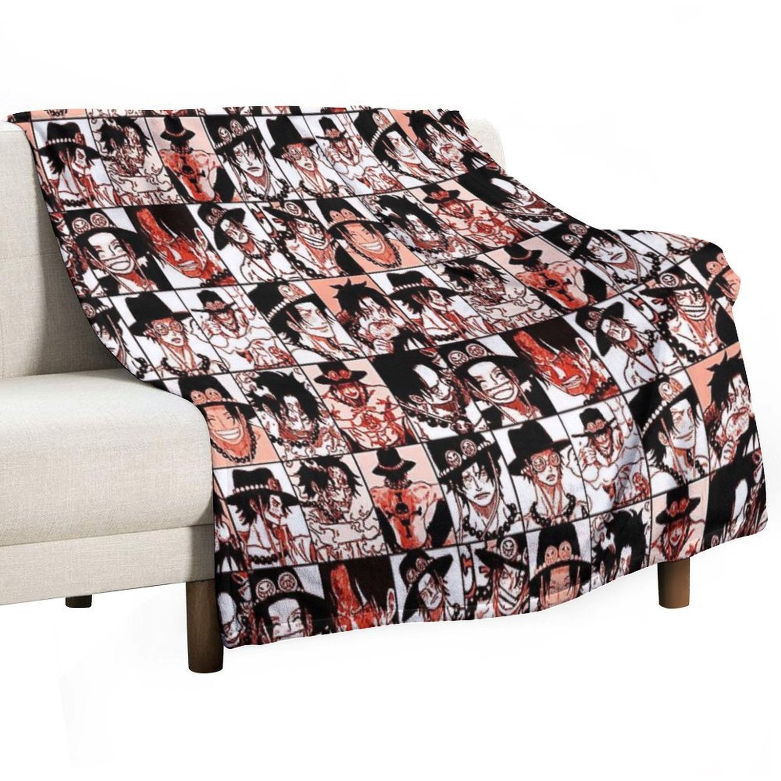 Ace - One Piece Manga Panel Collage Wrinkle-free Throw Blanket