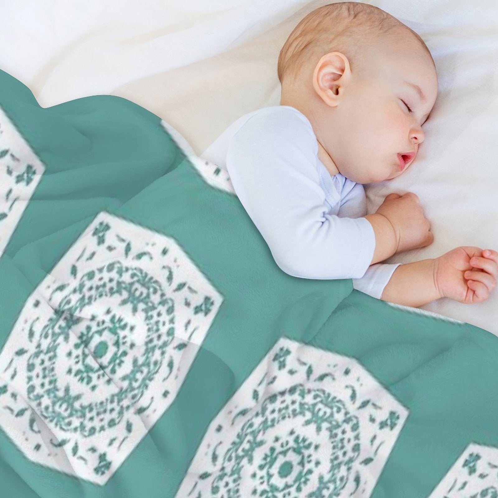 Sage Green Quilt Block Premium Throw Blanket
