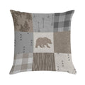 Bear Patchwork - Rustic Neutrals Soft High-Density Material Throw Pillow