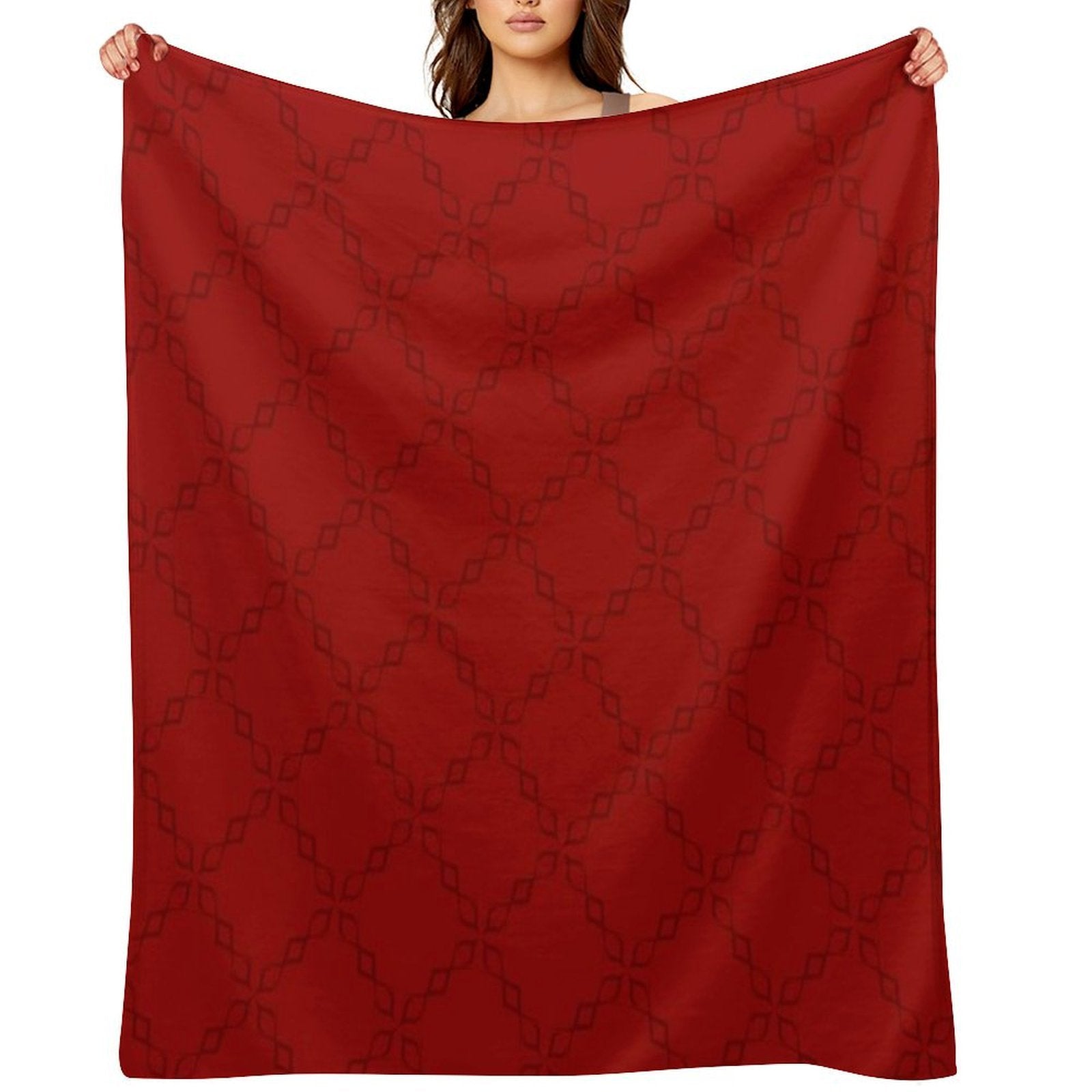 Red Background Circle Chain Durable Throw Blanket