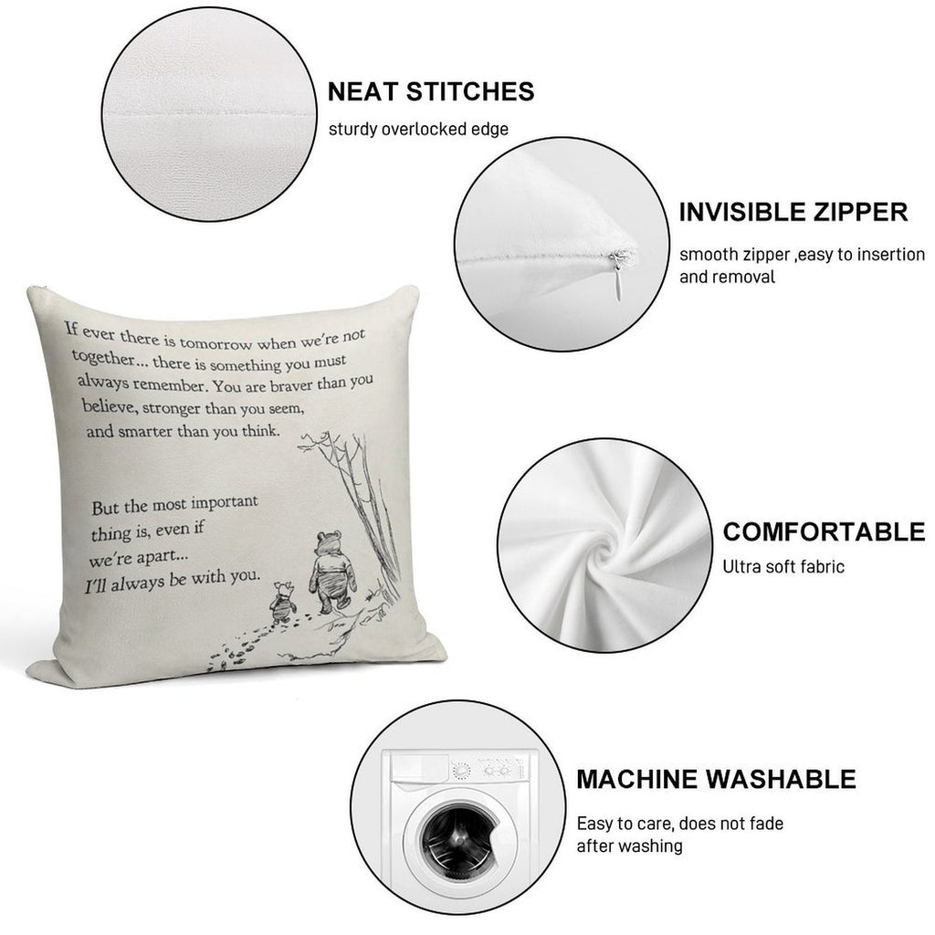 Winnie The Pooh Book Page - If Ever A Tomorrow…braver Than You Believe Soft High-Density Material Throw Pillow