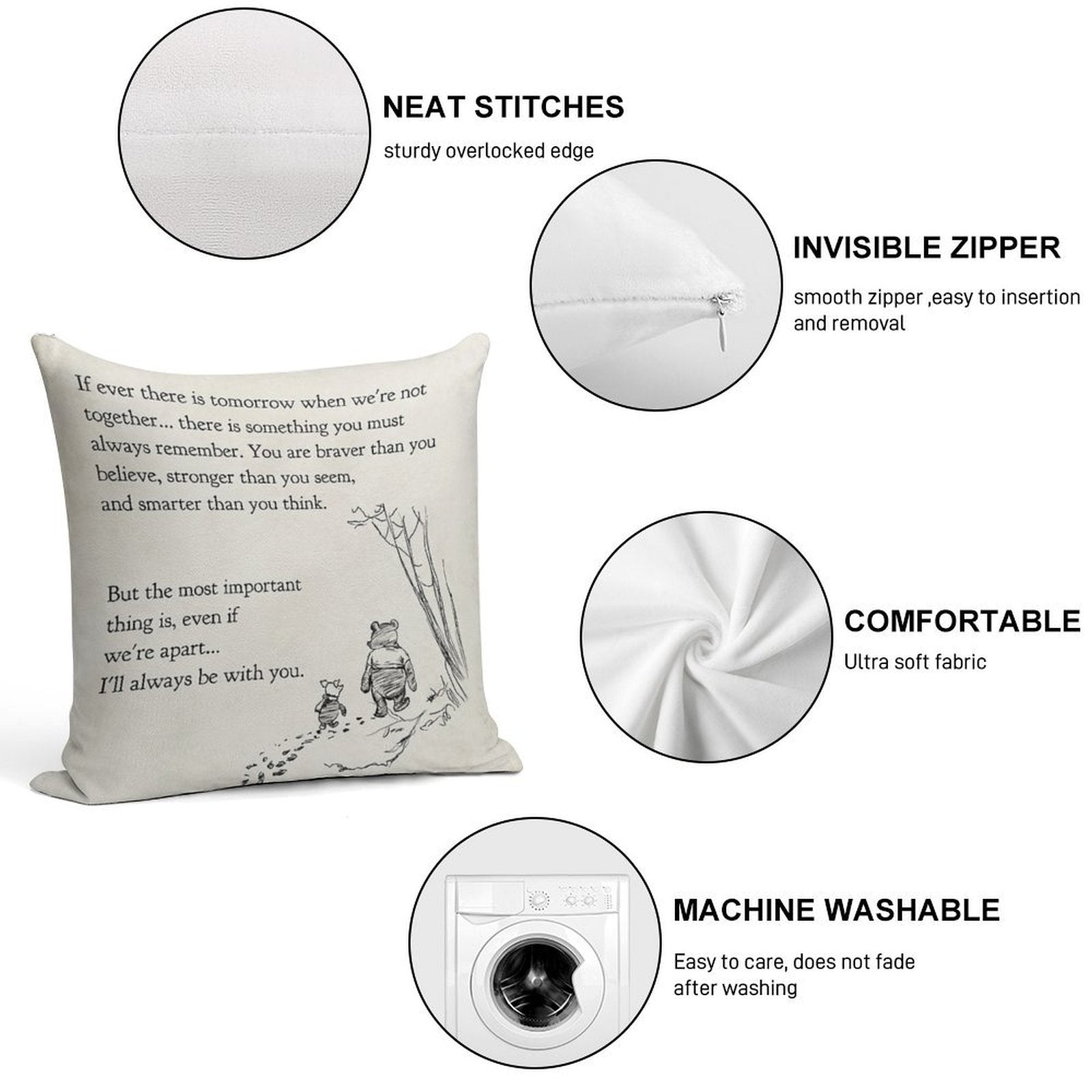 Winnie The Pooh Book Page - If Ever A Tomorrow…braver Than You Believe Soft High-Density Material Throw Pillow