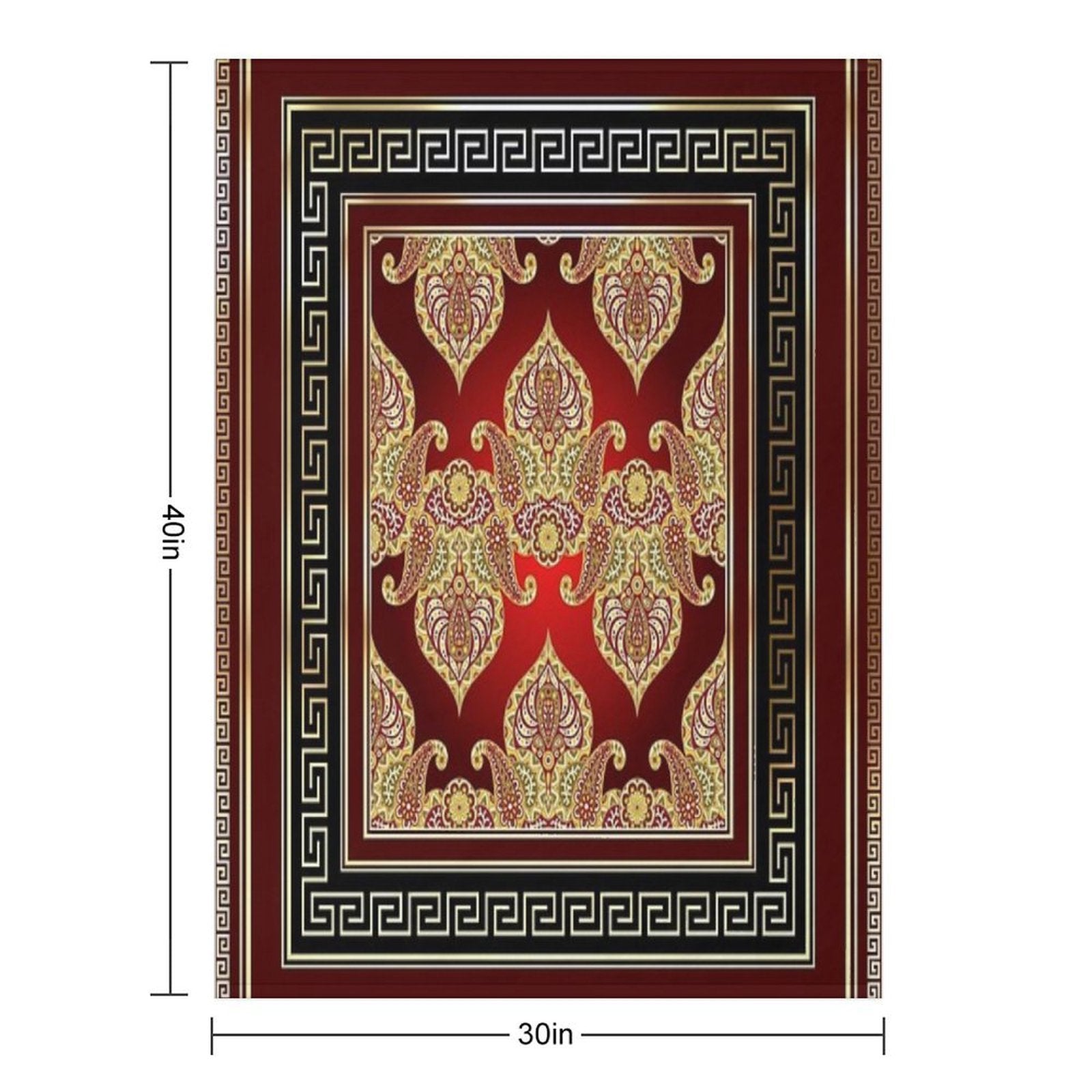 Greek Key Maroon Red Gold Black Floral Paisley Lightweight Throw Blanket