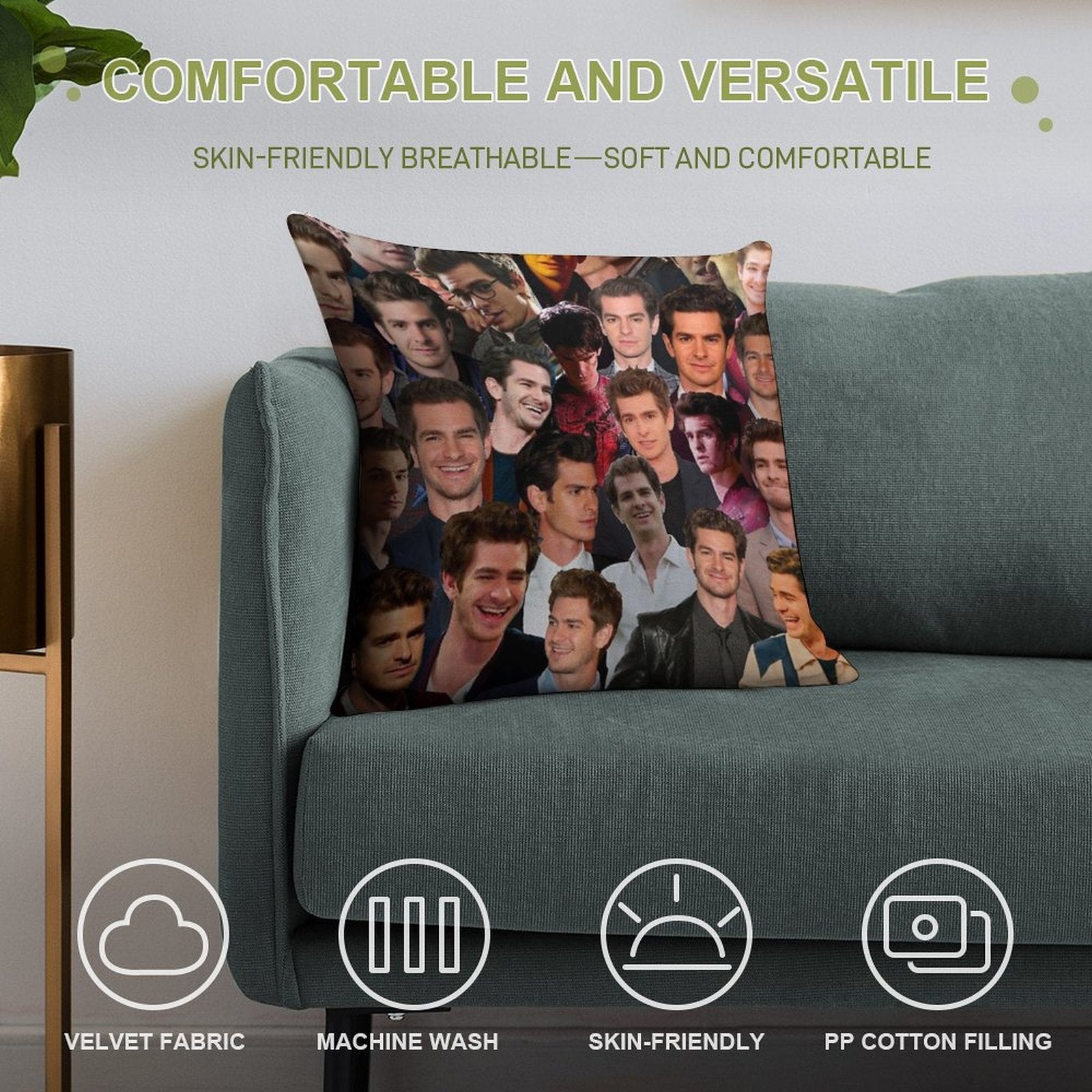 Andrew Garfield Photo Collage Soft Bedroom Essential Throw Pillow