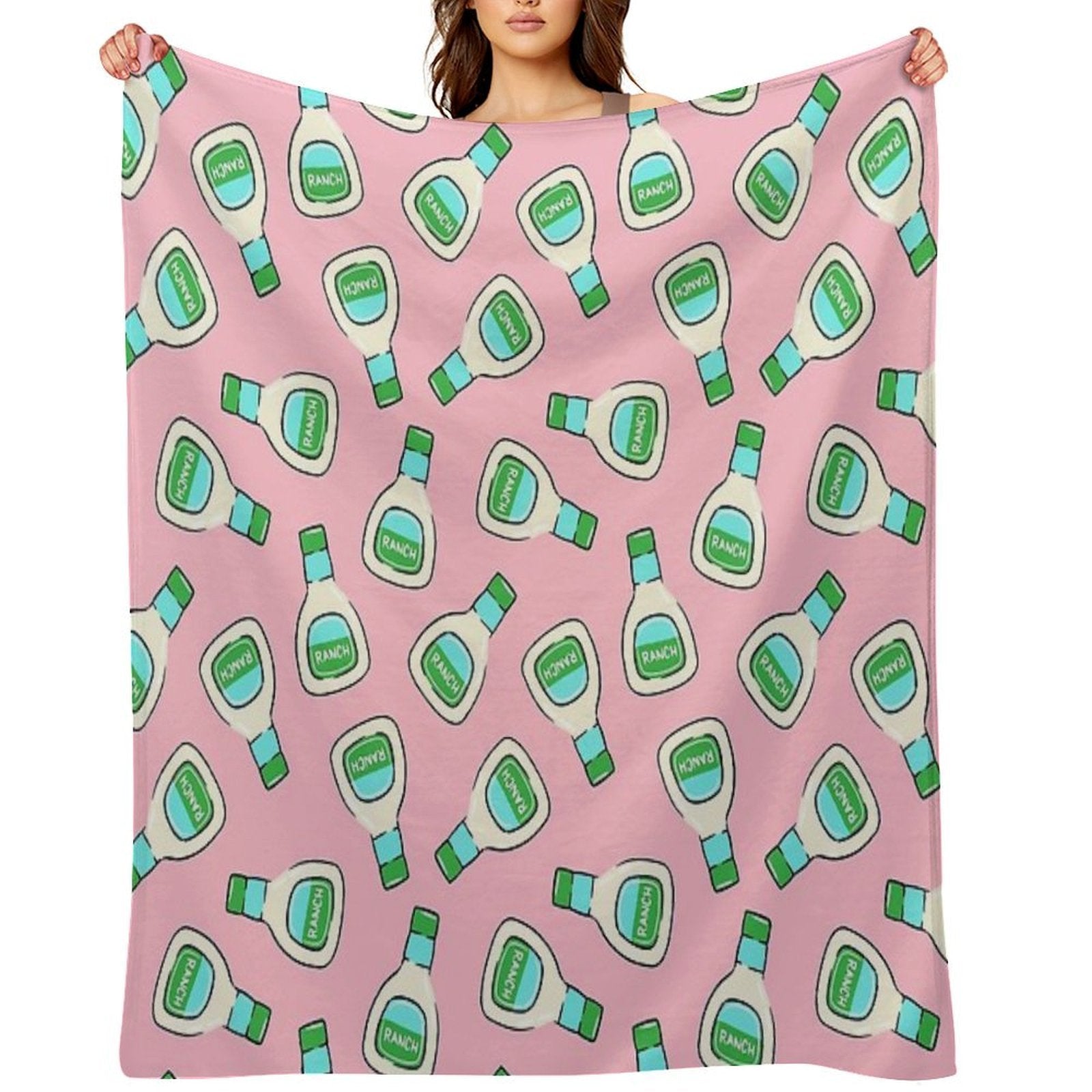 Ranch - Salad Dressing Bottle (pink) Plush Throw Blanket