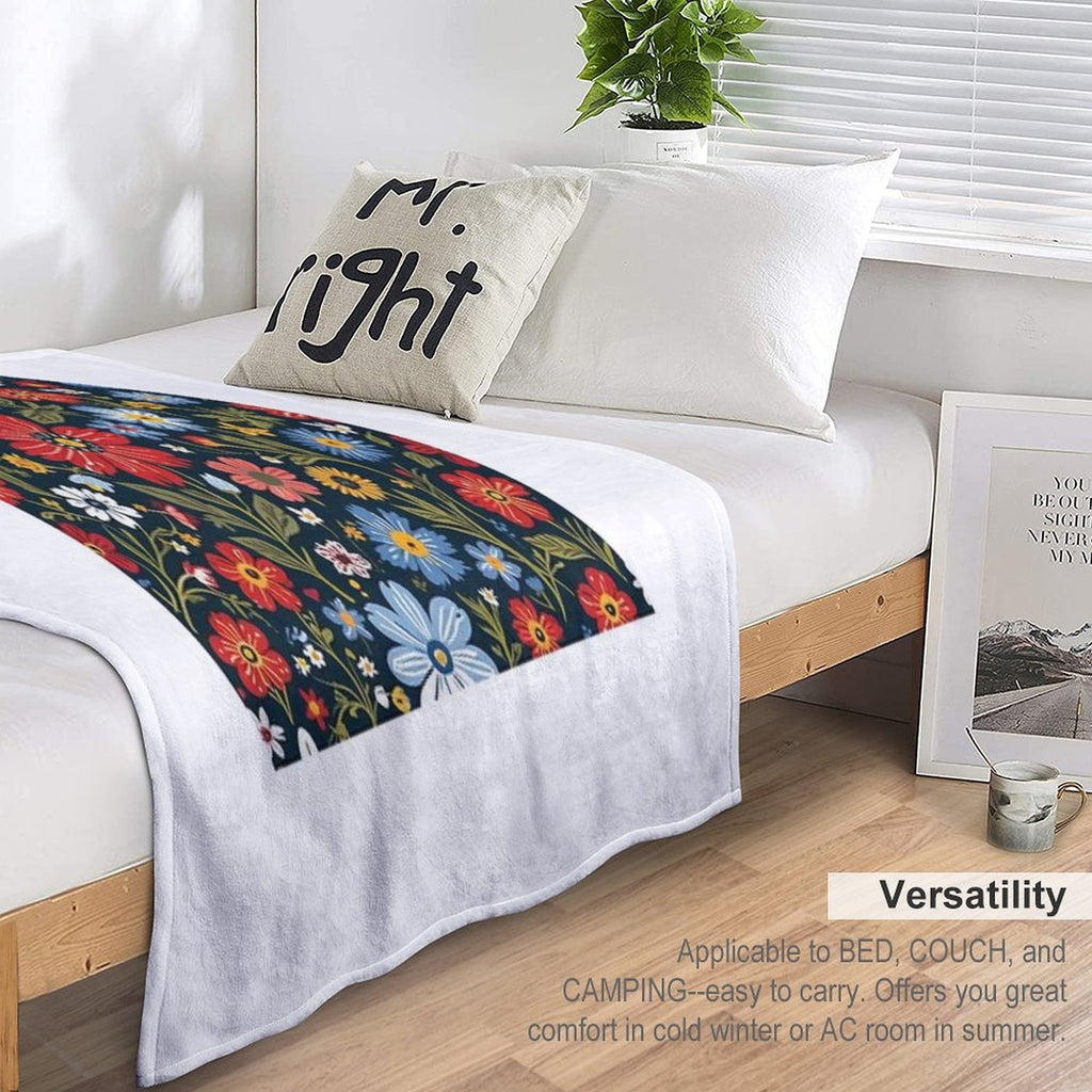 Floral Pattern 3 Multi-functional Throw Blanket
