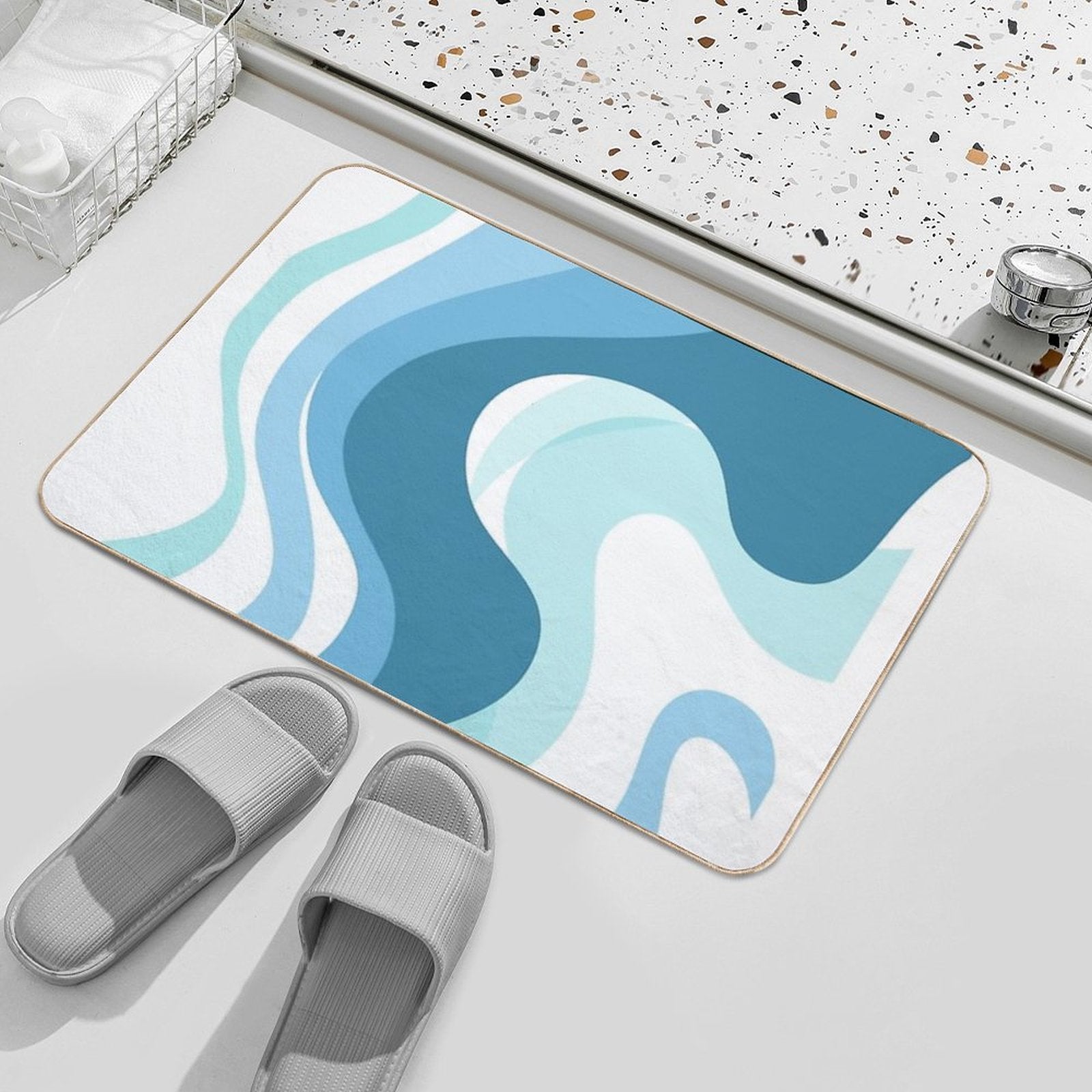 Blue Curve  Non-Slip Bath Mat