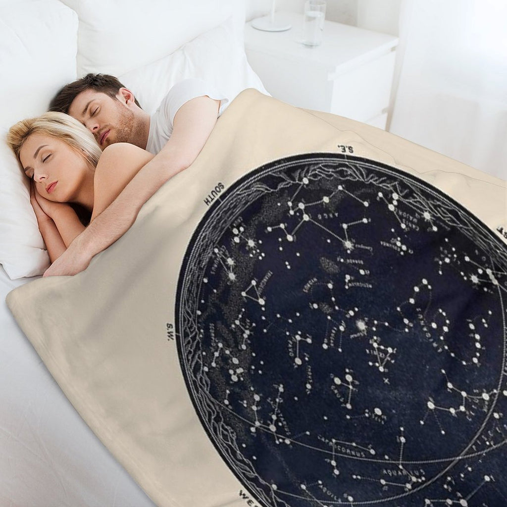 Antique Map of The Night Sky, 19th Century Astronomy Quick-dry Throw Blanket