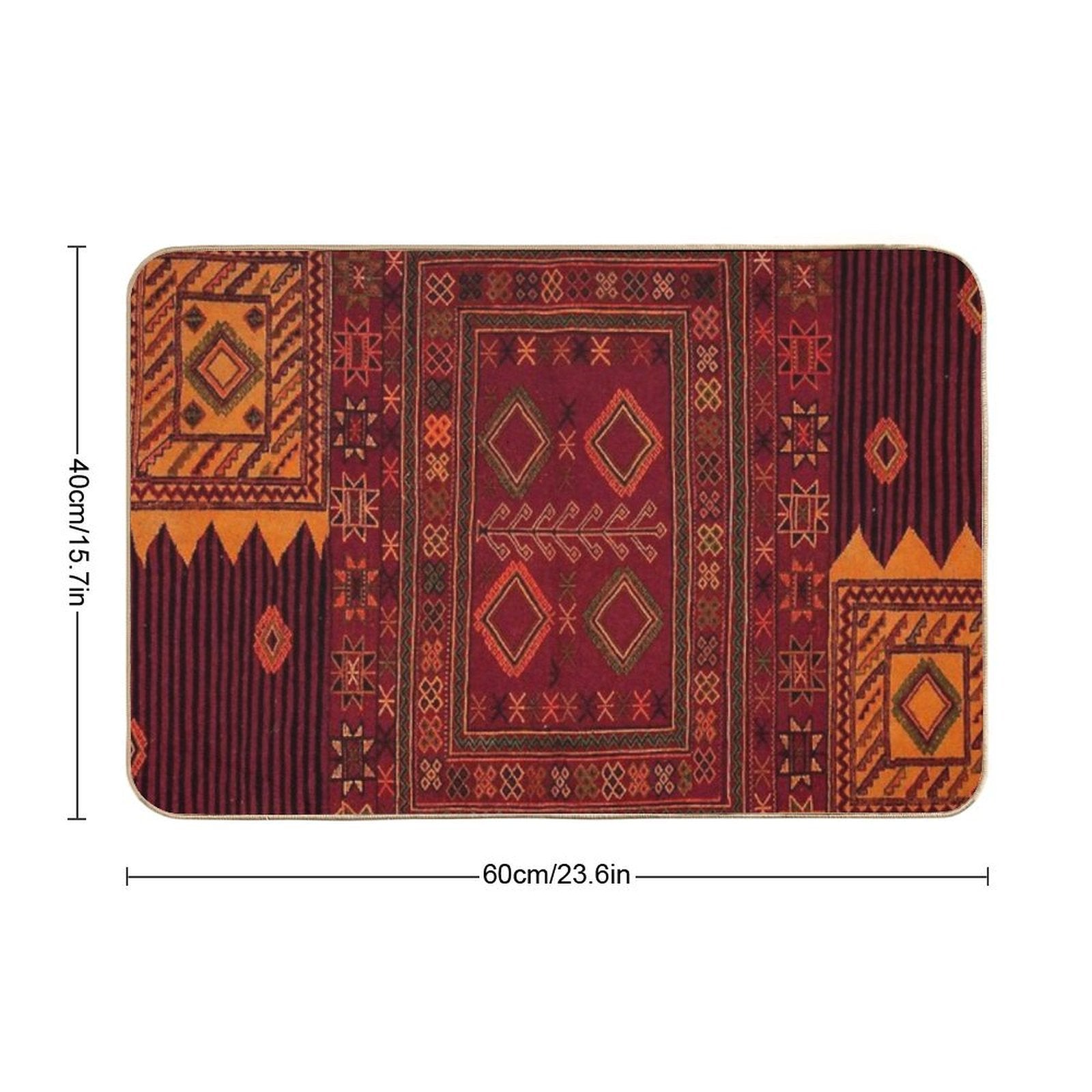 Traditional Moroccan Artwork Design  Non-Slip Bath Mat
