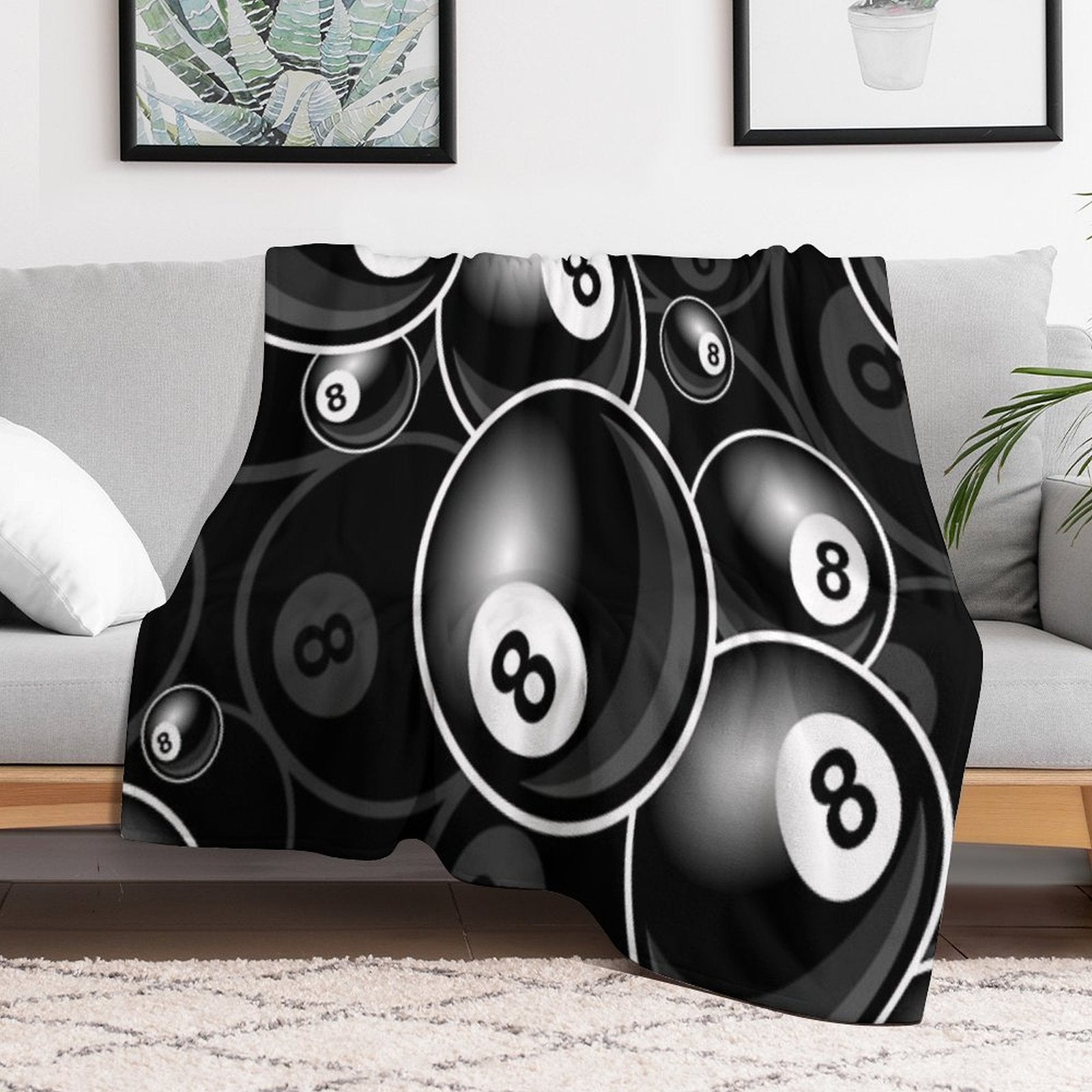 Billiards Black 8 Ball 8-Ball Black And White Comfort Throw Blanket