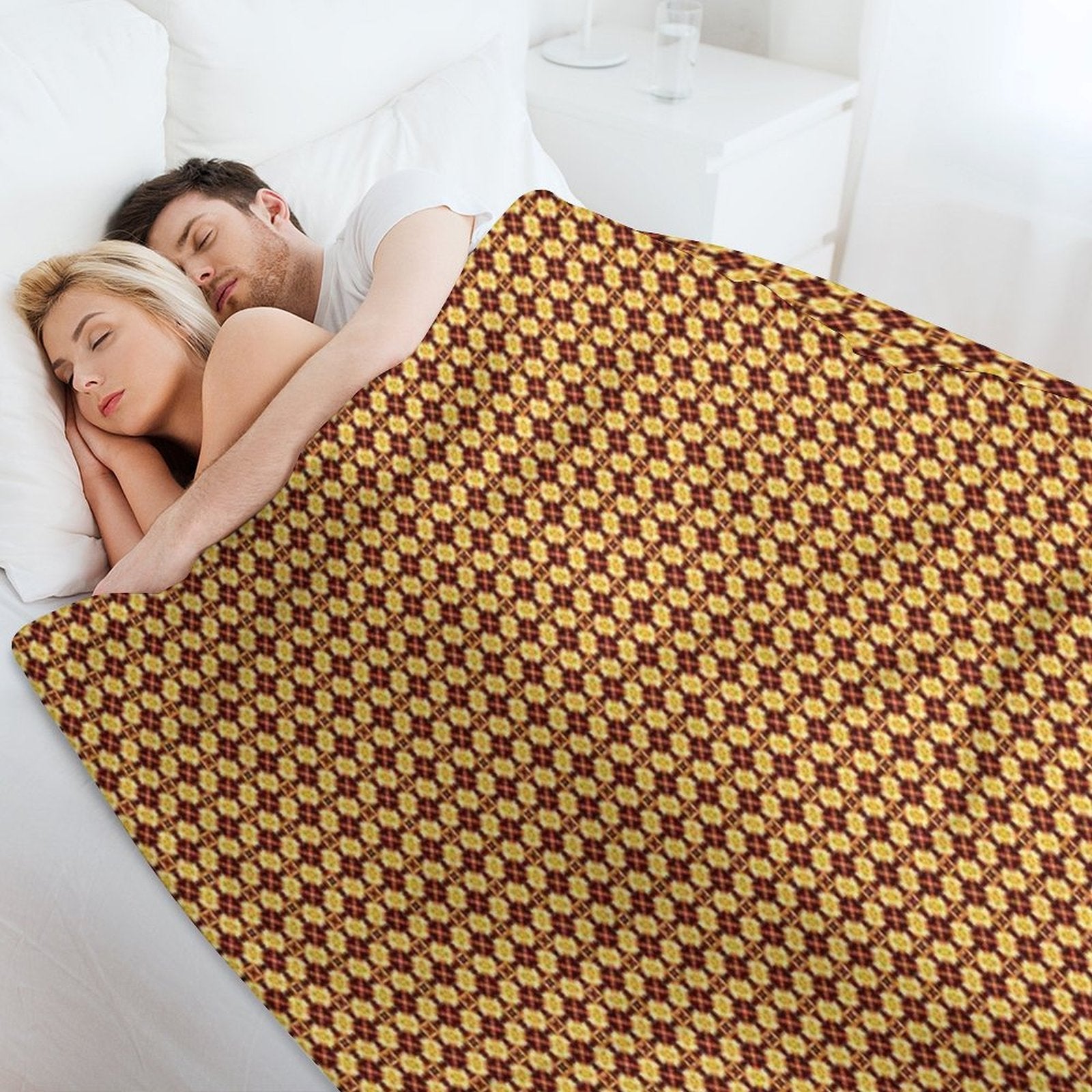 Bright Fiery Flowers Easy Care Throw Blanket