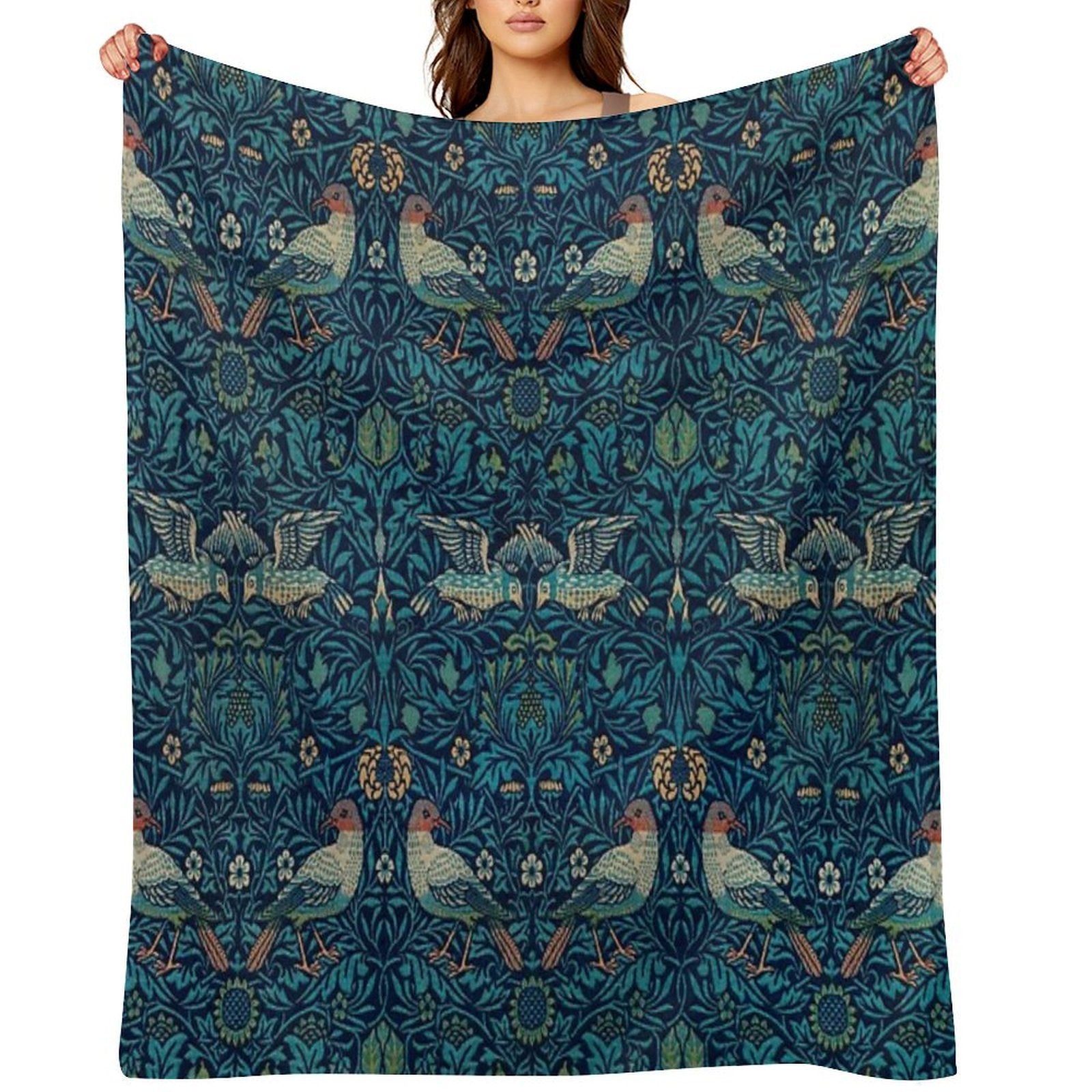 Bird by William Morris, 1878 Wrinkle-free Throw Blanket