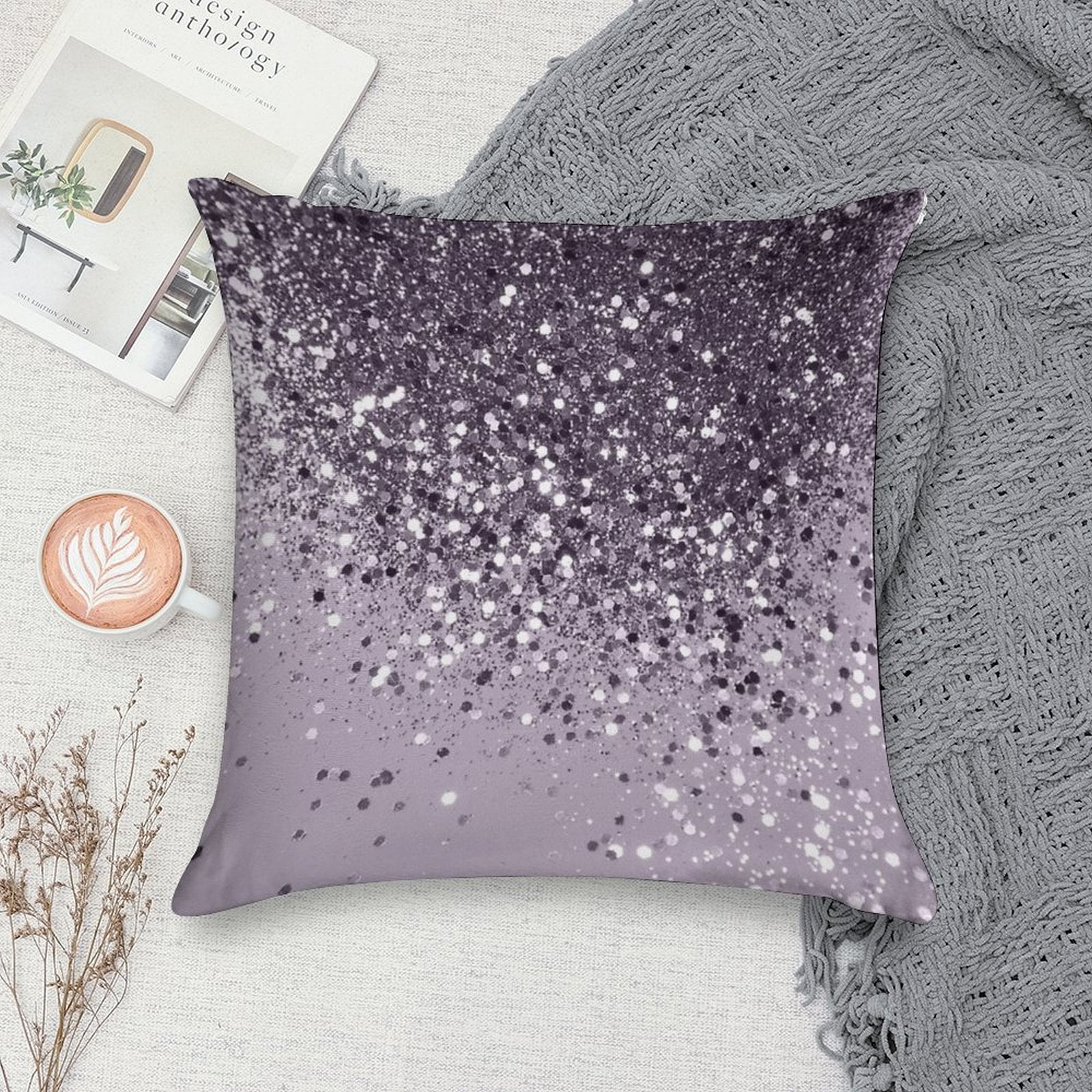 Lavender Lady Glam #2 (Photo of Glitter Only - Not Reflective) Soft Fade-Resistant Throw Pillow
