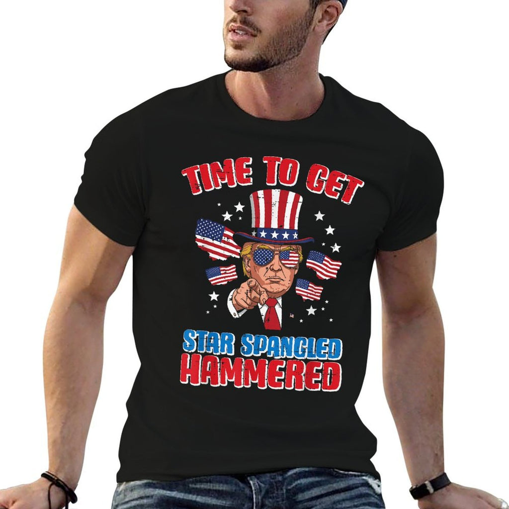 4th Of July Time To Get Star Spangled Hammered Men Women  Versatile T-Shirt