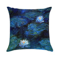 Water Lilies Monet Deep Blue Soft High-Density Material Throw Pillow