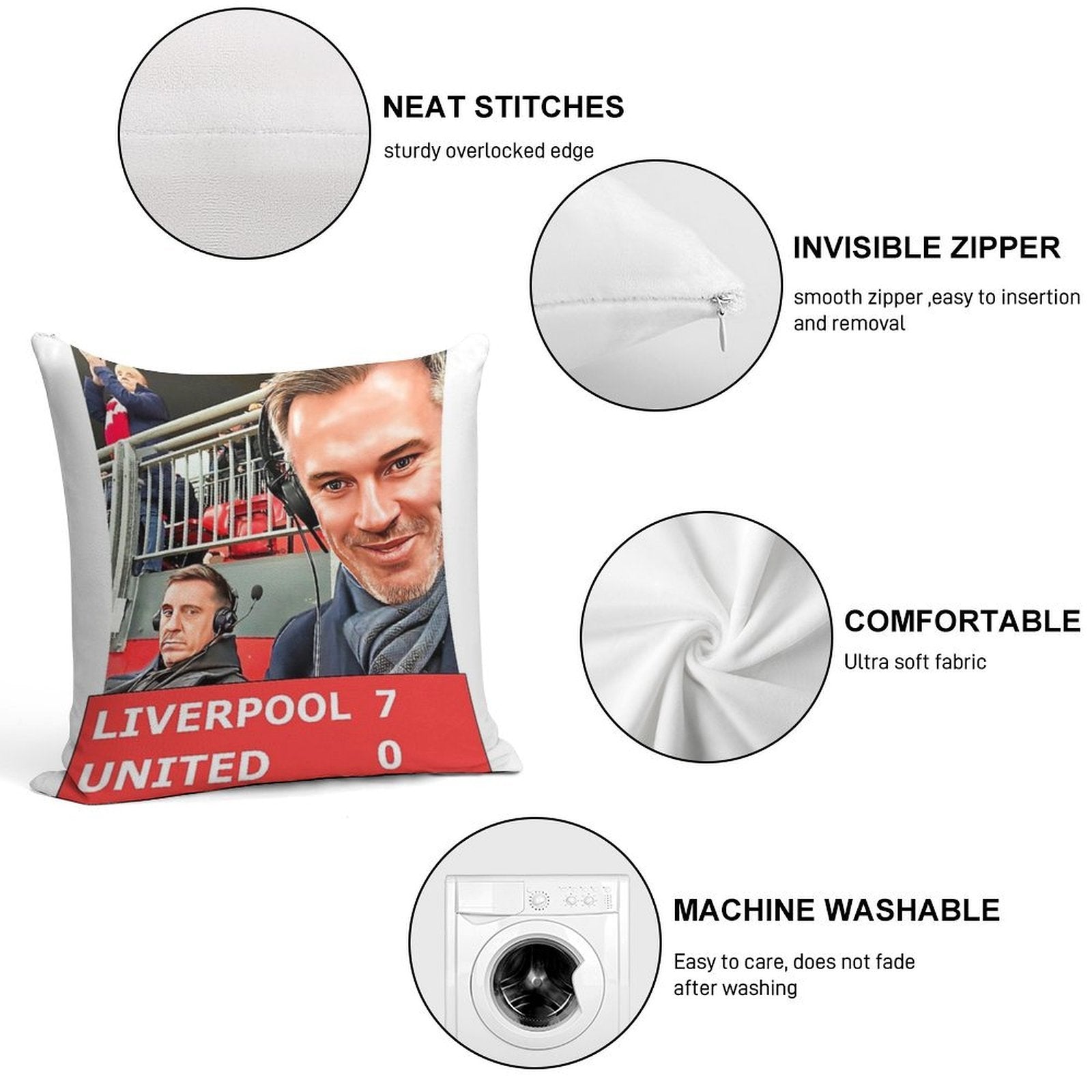 Liverpool 7 United 0 Soft Washable Throw Pillow