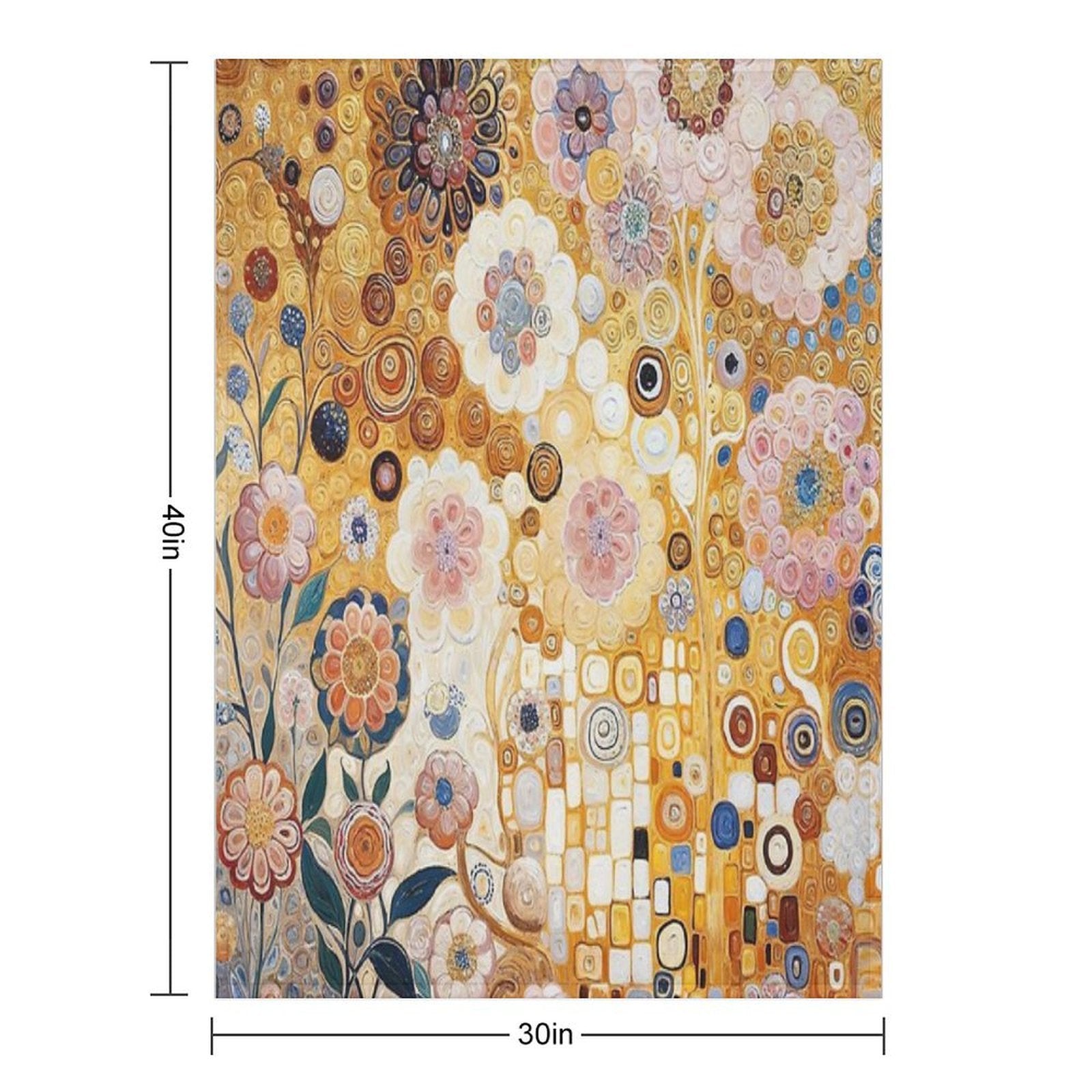 Klimt Gold Flower Garden Durable Throw Blanket
