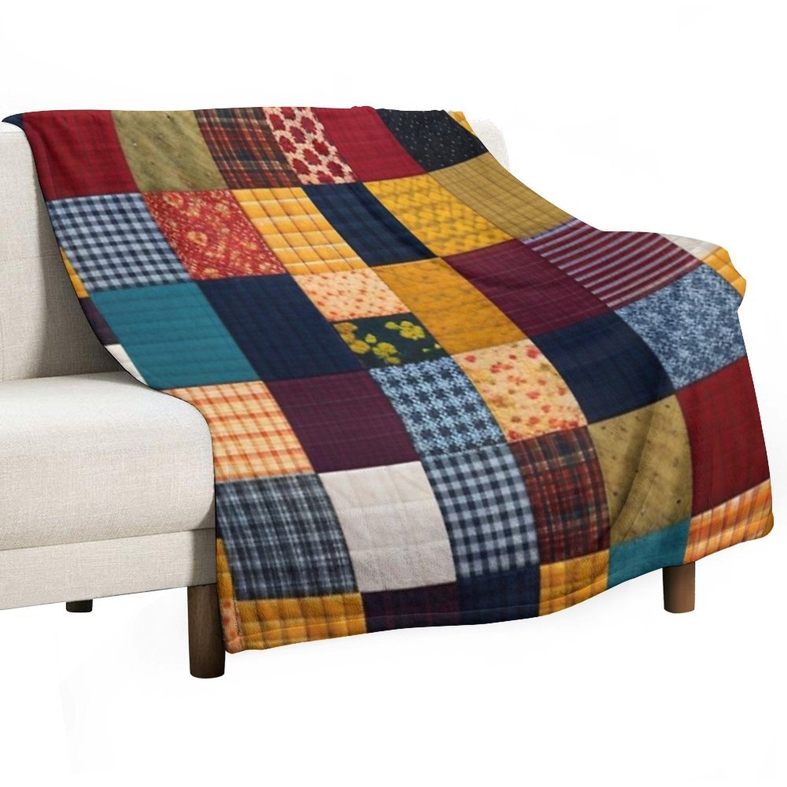 Patchwork Quilt Grid Pattern Versatility Throw Blanket