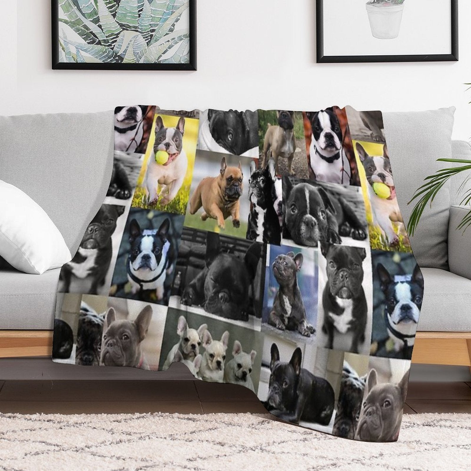 French Bulldog Dog Breed Collage Anti-pilling Throw Blanket