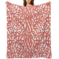 Coral Reef Pattern  Reddish Coral White Coastal Beach House Premium Throw Blanket