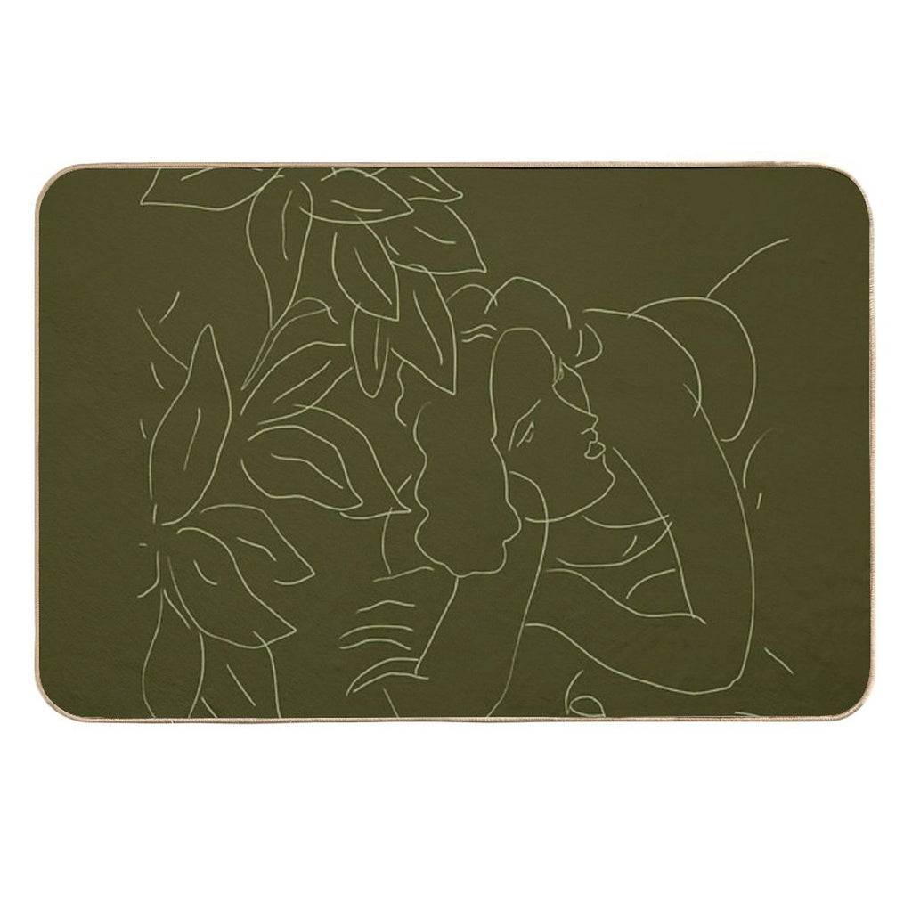 Matisse Line Art #5 Green  Anti-Trip Bath Mat