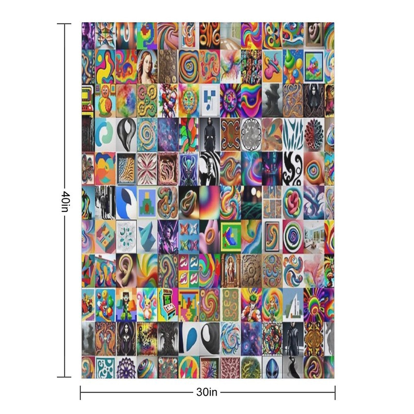 Stable Diffusion -  Grid from A Color Painting in The Biomorphic Movement. Gift-ready Throw Blanket