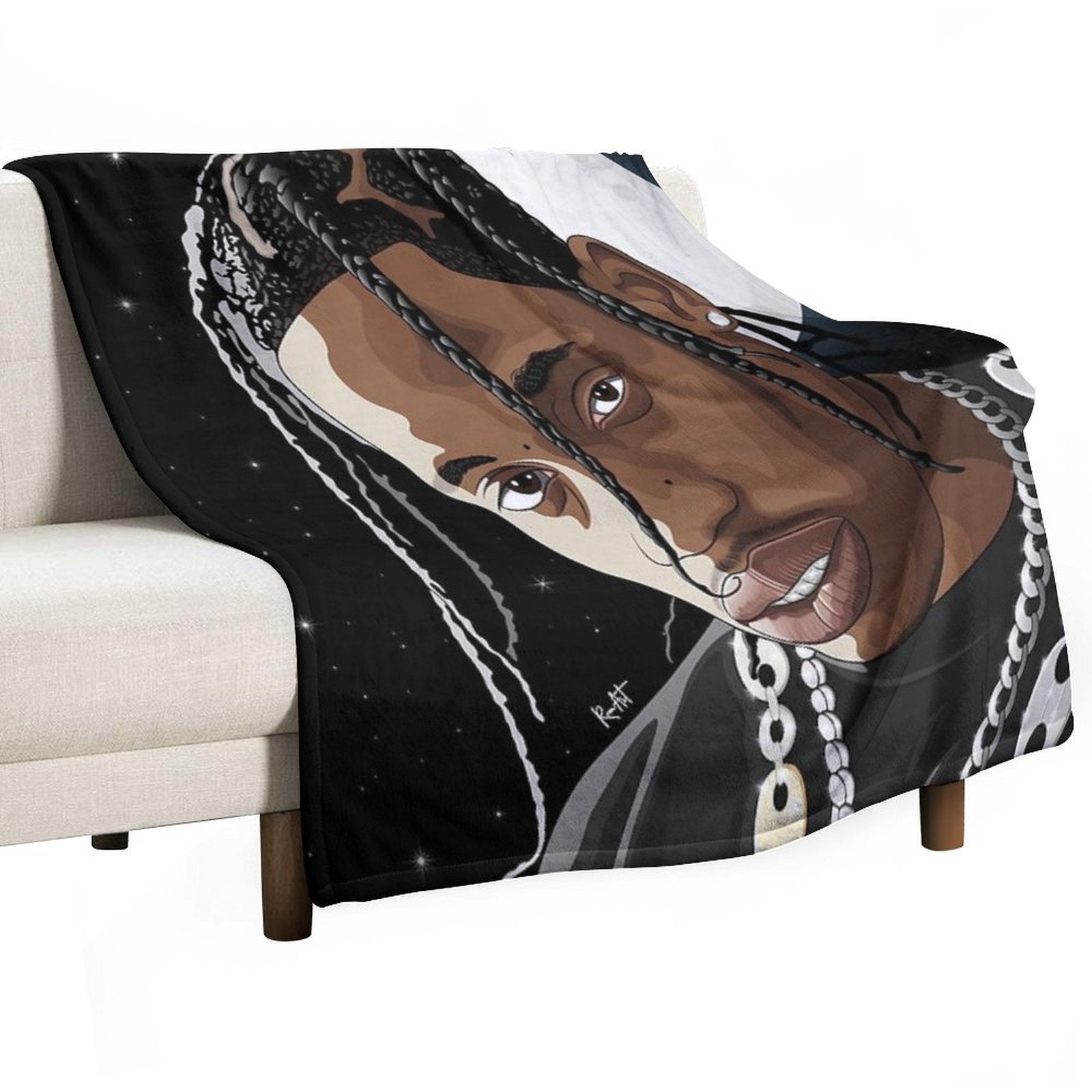Travis Scott Moon Art Plush Throw Blanket