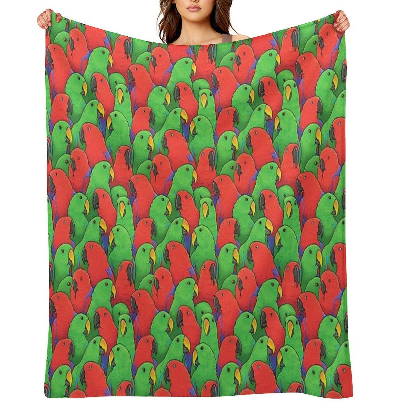 Male And Female Eclectus Parrots Sustainable Throw Blanket