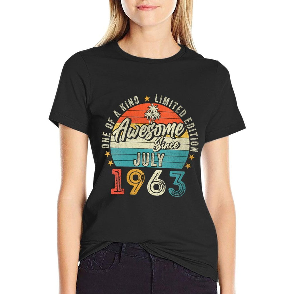 Womens 60 Year Old Vintage July 1963 Limited Edition 60th Birthday  Wrinkle-resistant T-Shirt