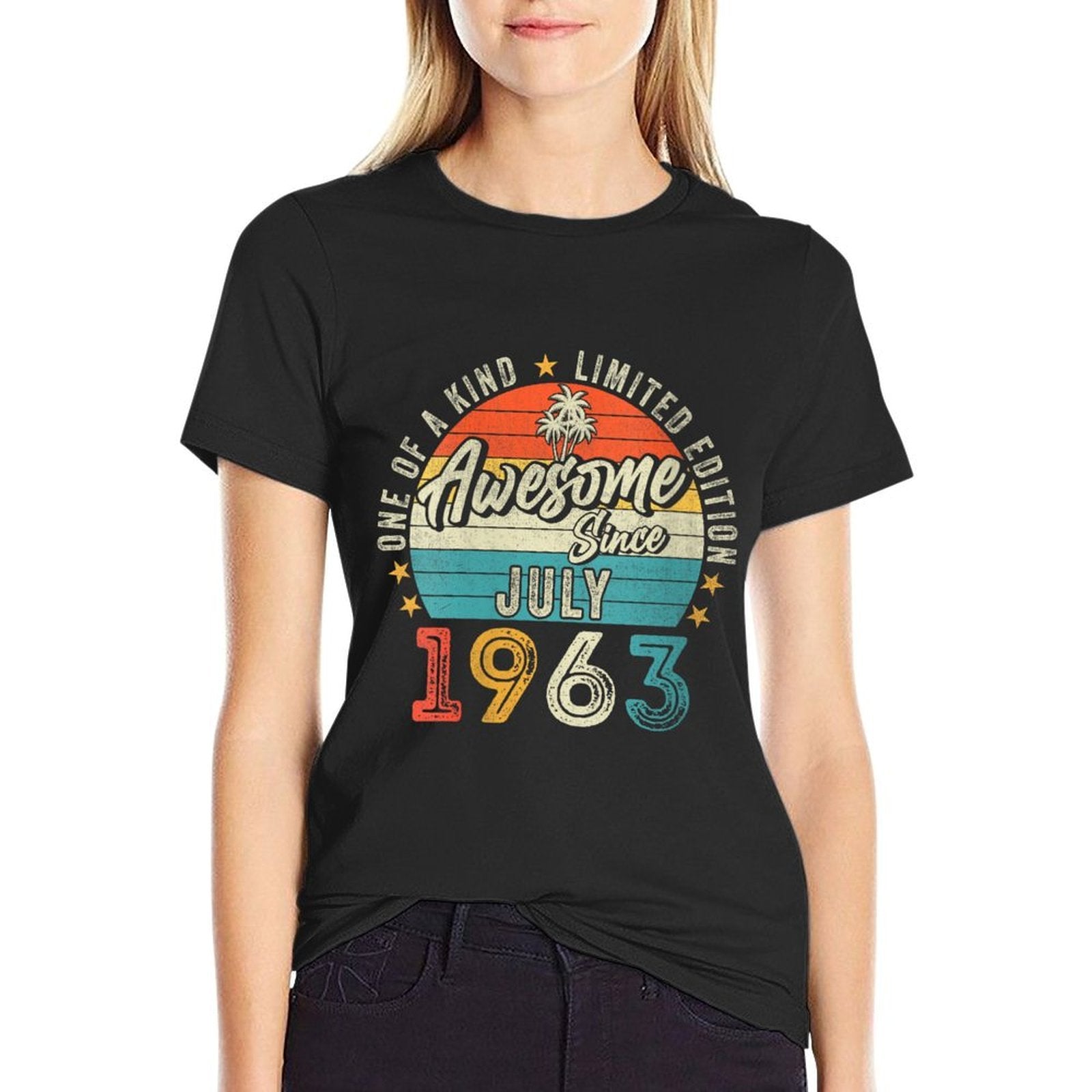 Womens 60 Year Old Vintage July 1963 Limited Edition 60th Birthday  Wrinkle-resistant T-Shirt
