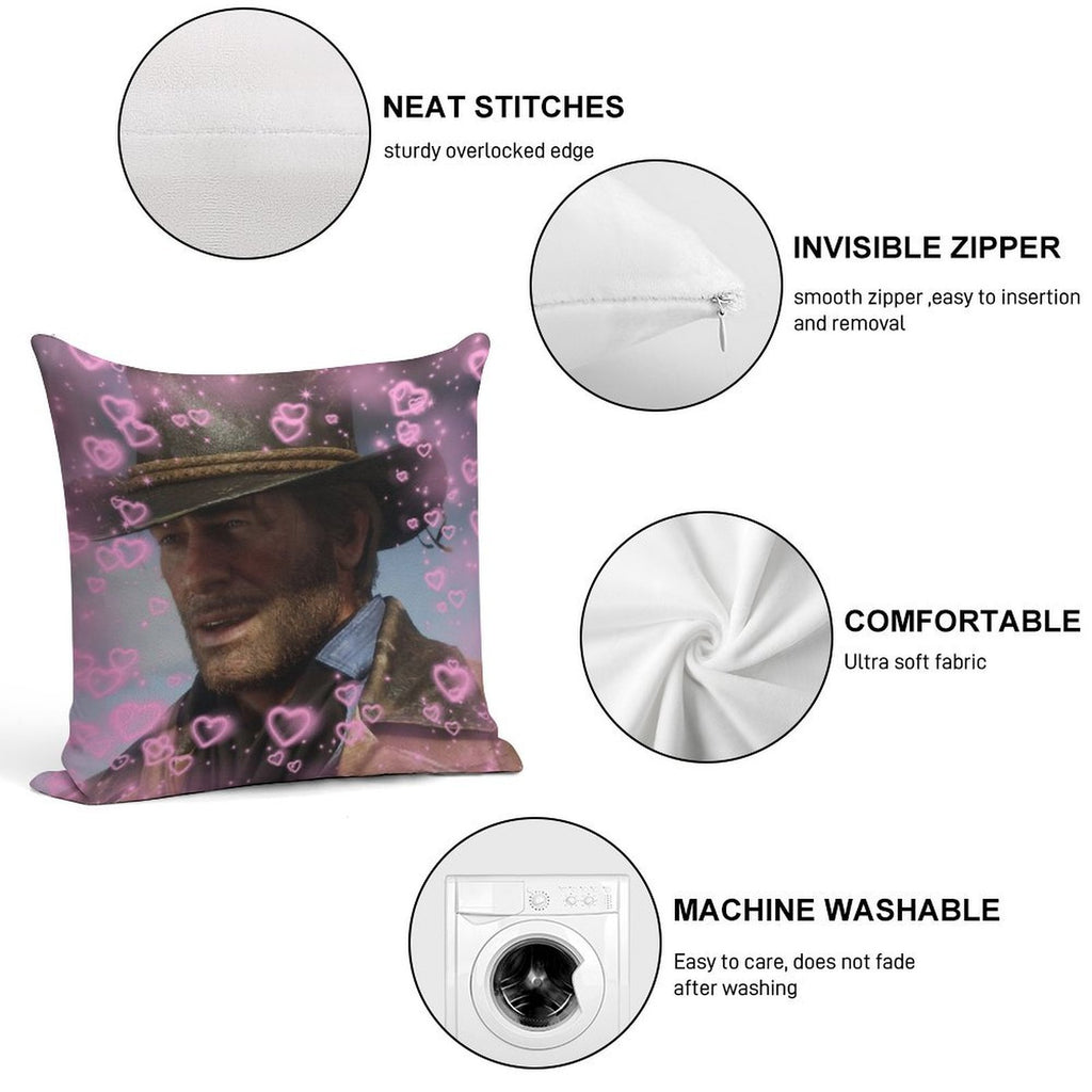 Arthur Morgan Hearts Soft Bedroom Essential Throw Pillow