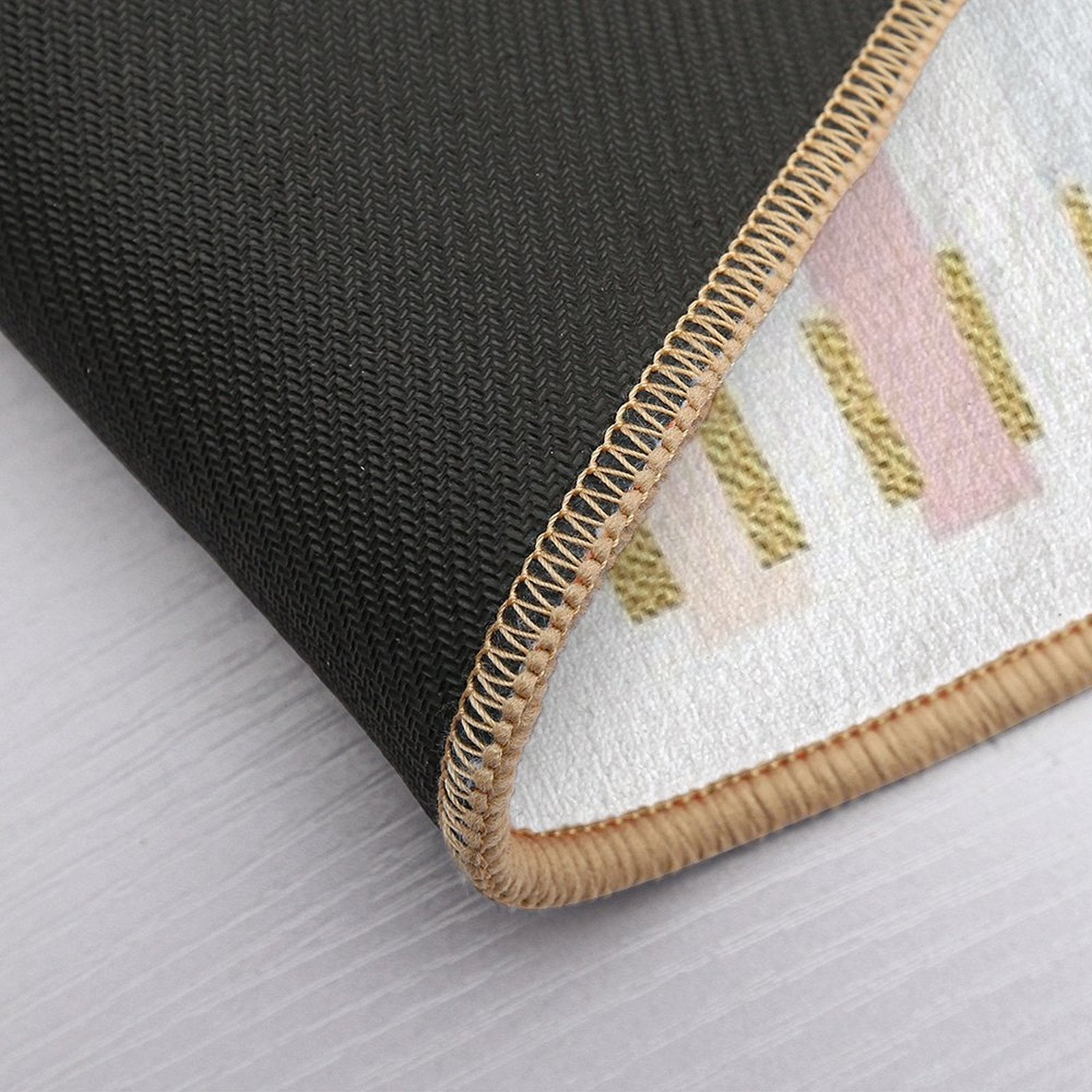 Pastel Stripe with Faded Gold  Repositionable Bath Mat