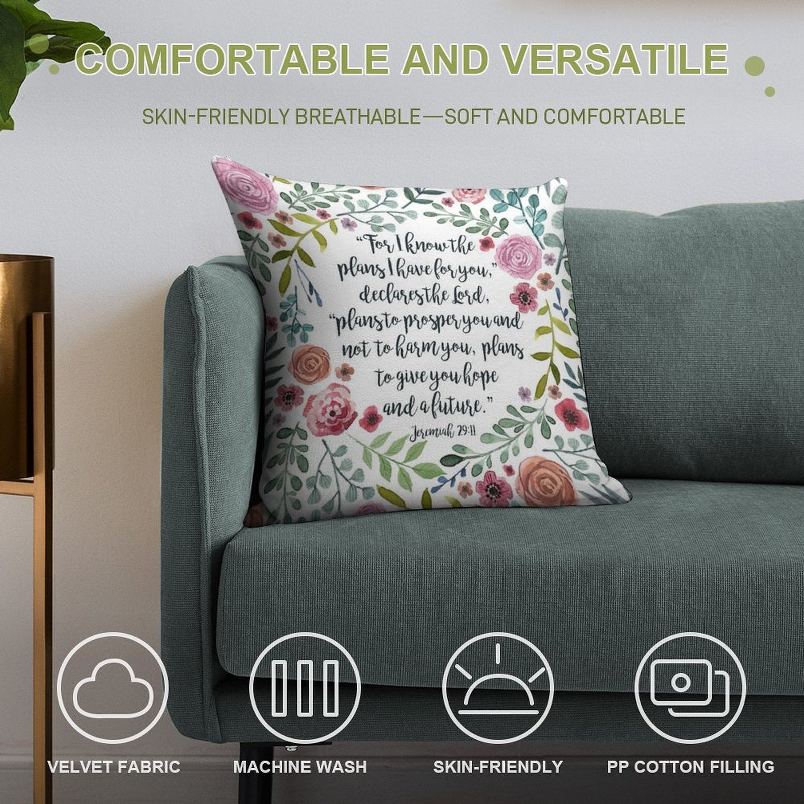 Jeremiah 2911 Soft Fade-Resistant Throw Pillow