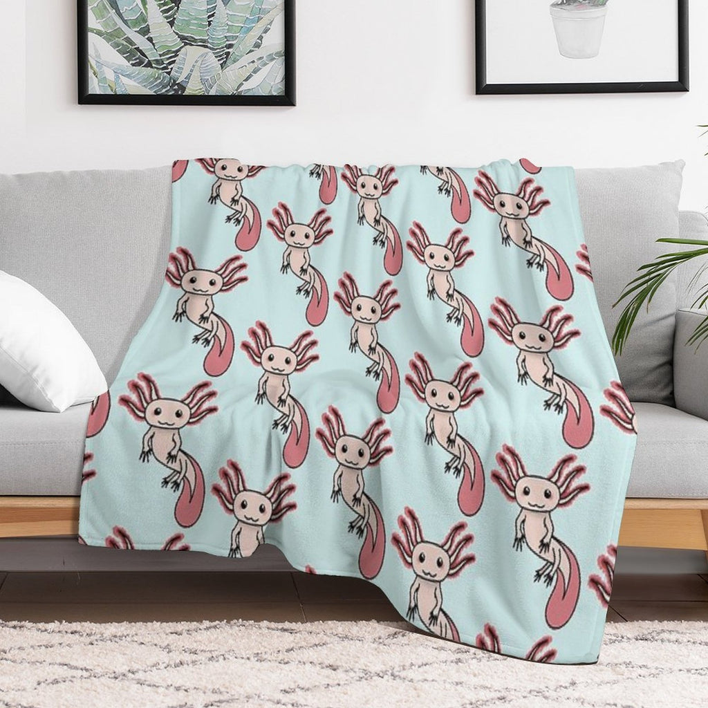 Chibi Axolotl Plush Throw Blanket