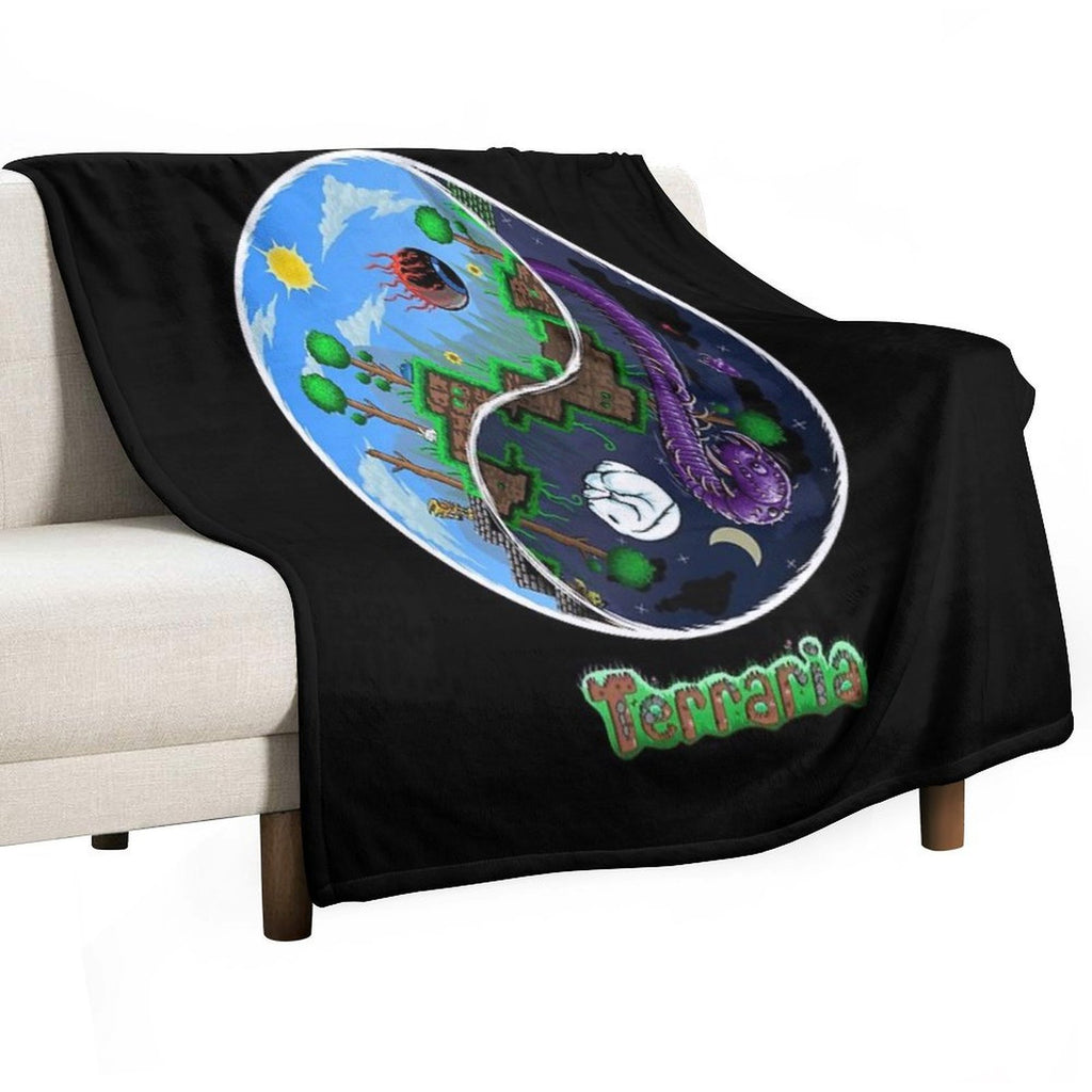 Terraria Game Night And Day Horror Design Durable Throw Blanket