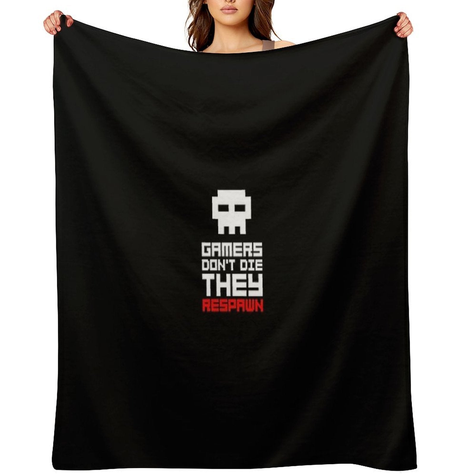 Pixel Skull Gamers Don't Die Lightweight Throw Blanket