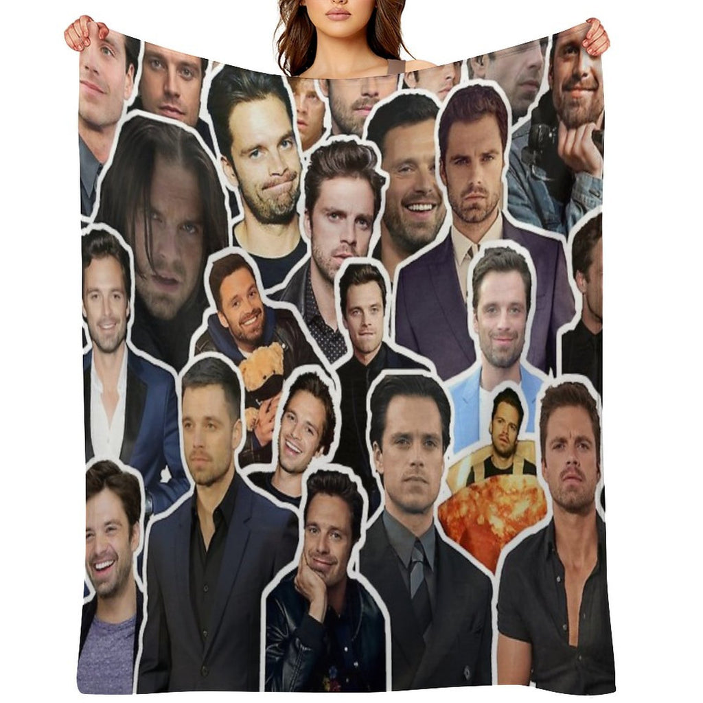 Sebastian Stan Photo Collage Throw Blanket Anti-pilling Throw Blanket
