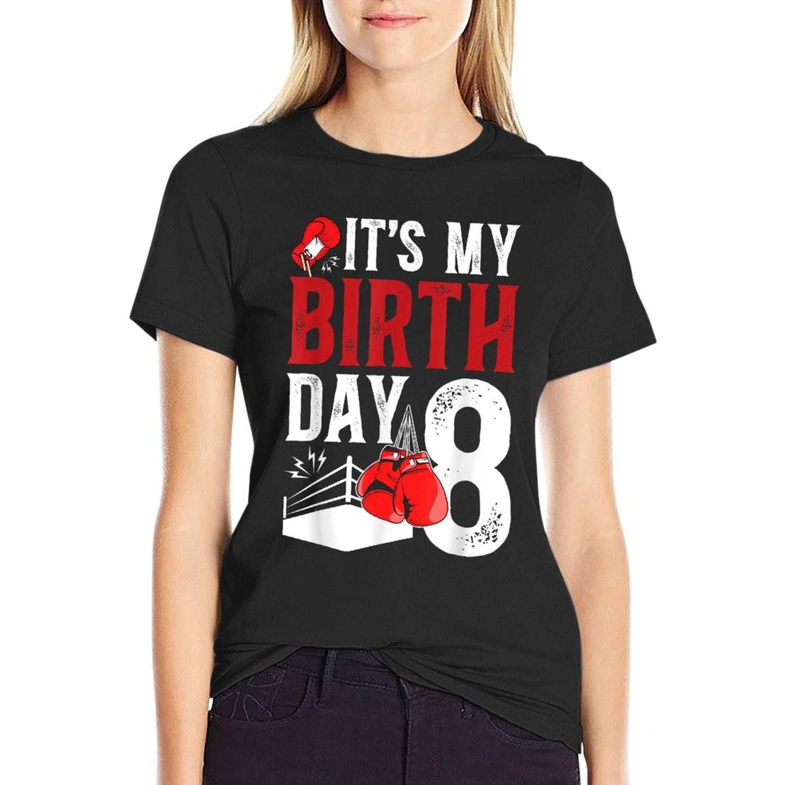 8th Birthday Boxing Boy 8 Year Old Boxer Bday Party  Slim-fit Cut T-Shirt