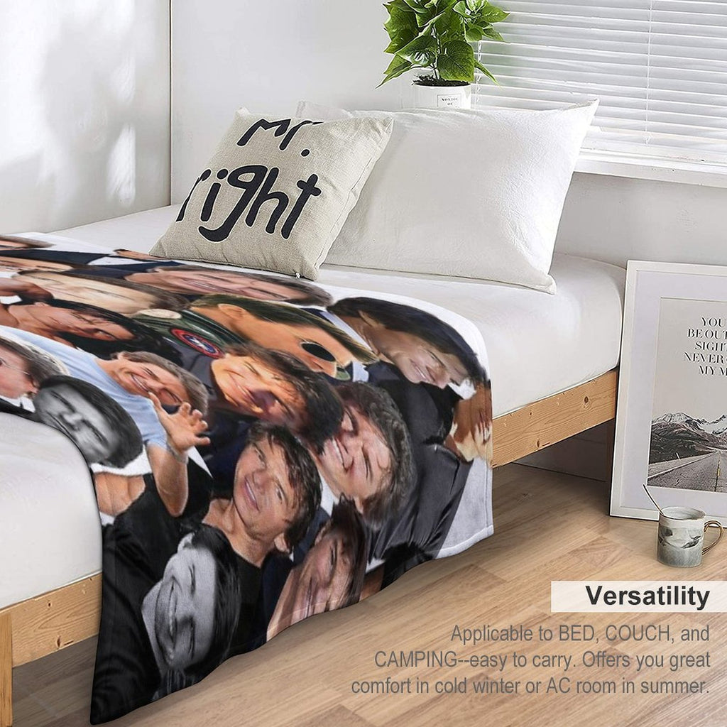 Tom Cruise Photo Collage Travel-friendly Throw Blanket
